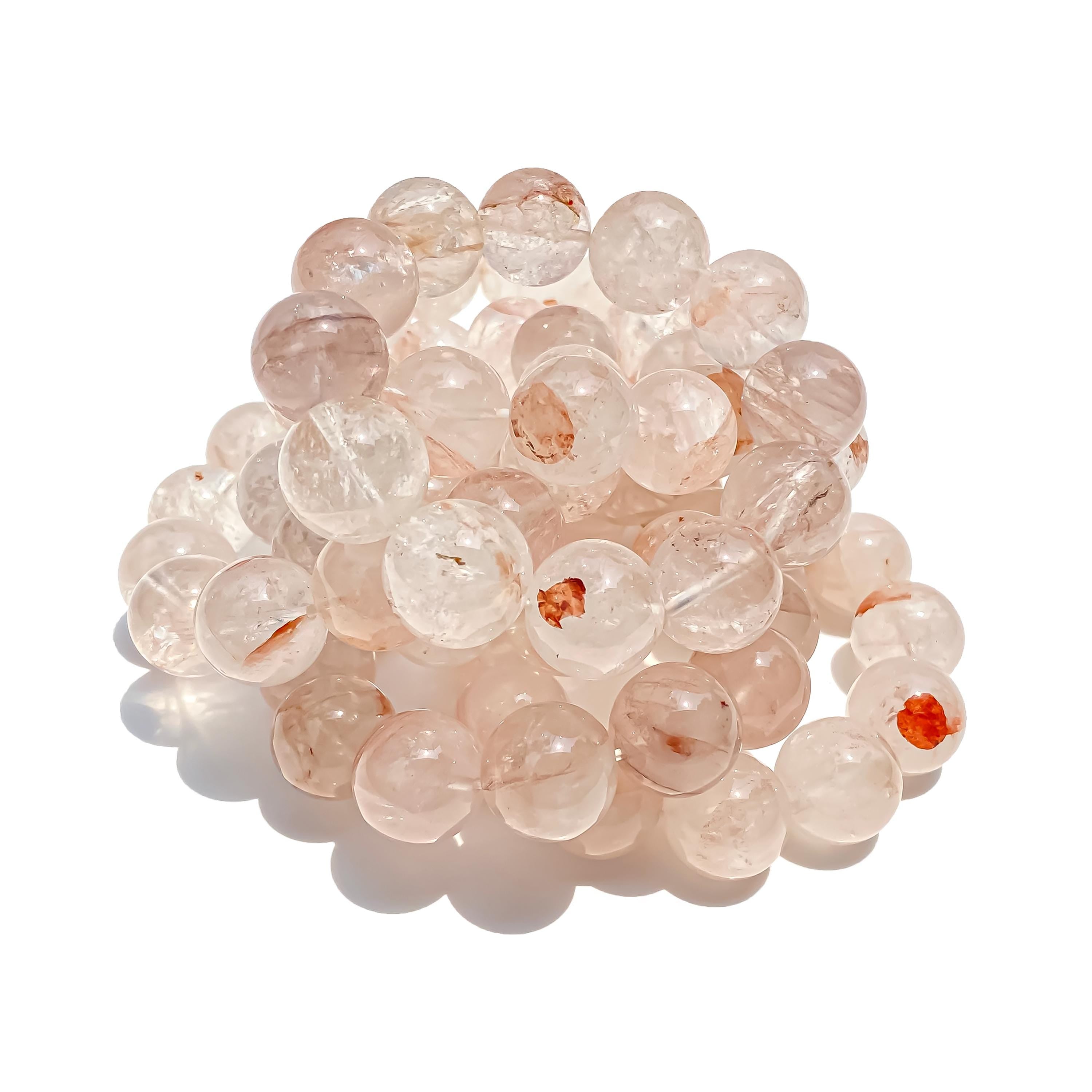 Himalayan Pink Quartz Beaded Bracelet: Healing Crystal Jewelry