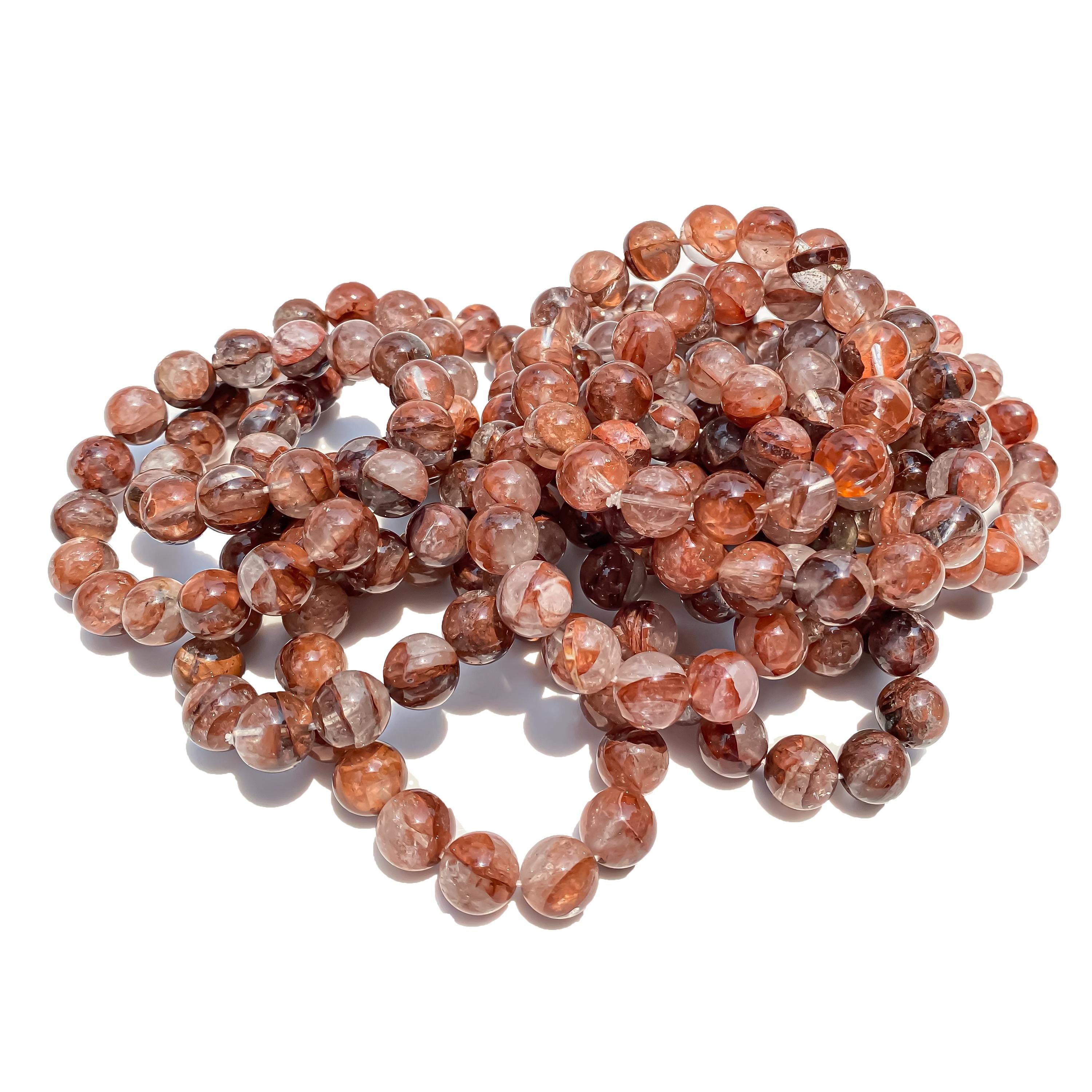 Himalayan Pink Quartz Beaded Bracelet: Handmade Crystal Healing Jewelry