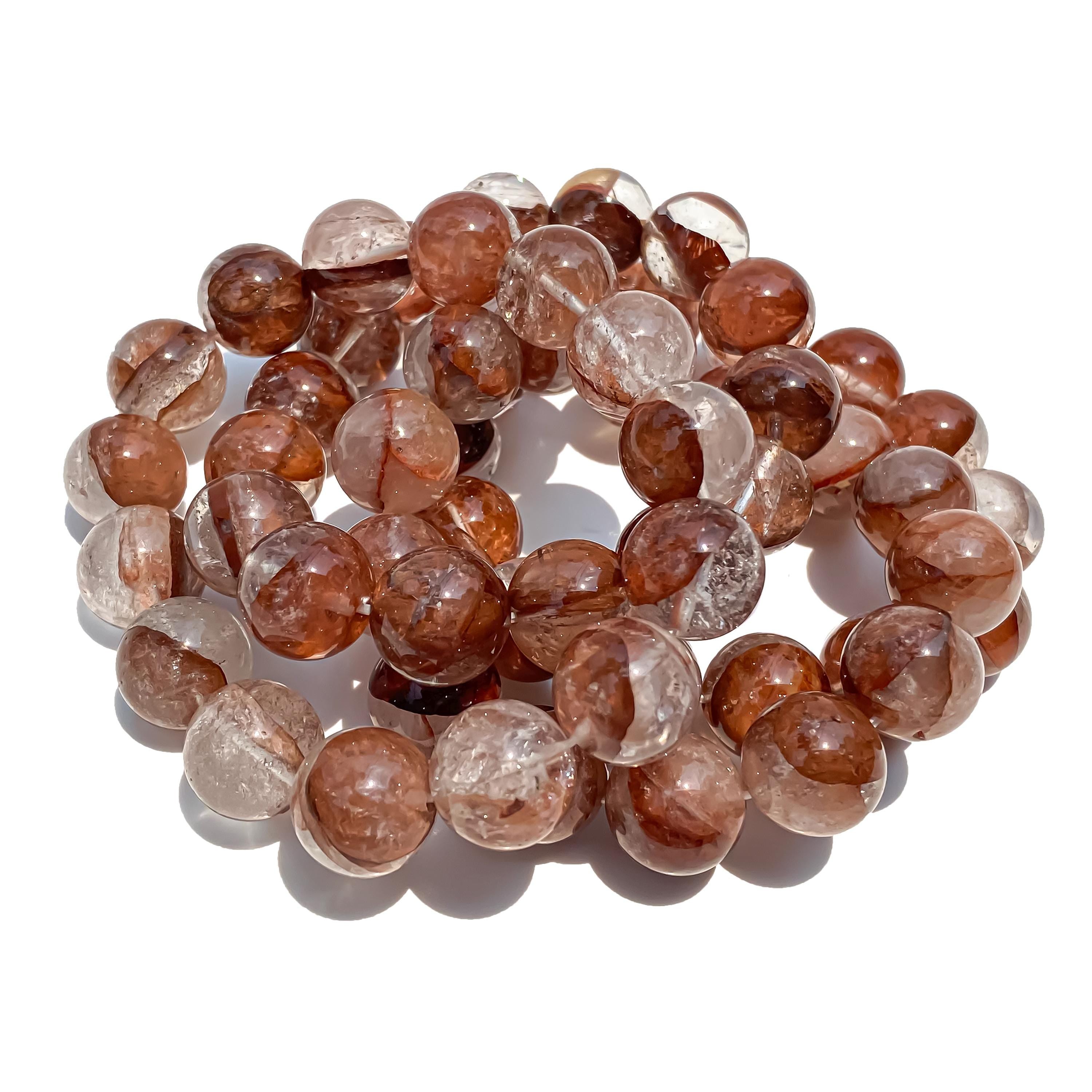 Himalayan Pink Quartz Beaded Bracelet: Handmade Crystal Healing Jewelry