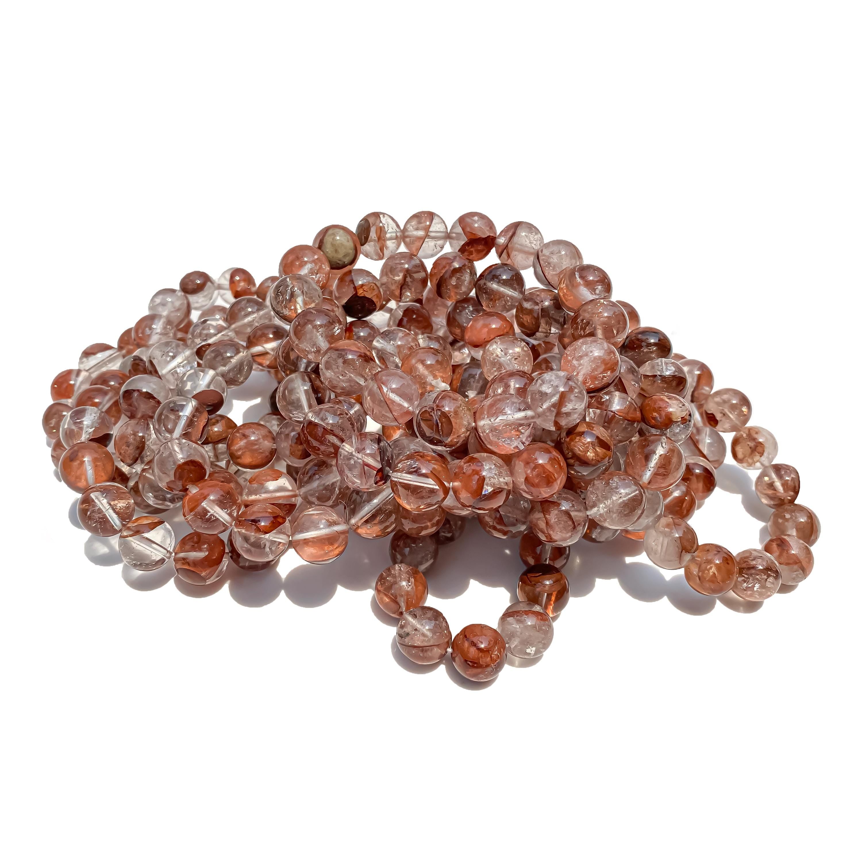 Himalayan Pink Quartz Bracelet: Samadhi Crystal Healing Gemstone Jewelry