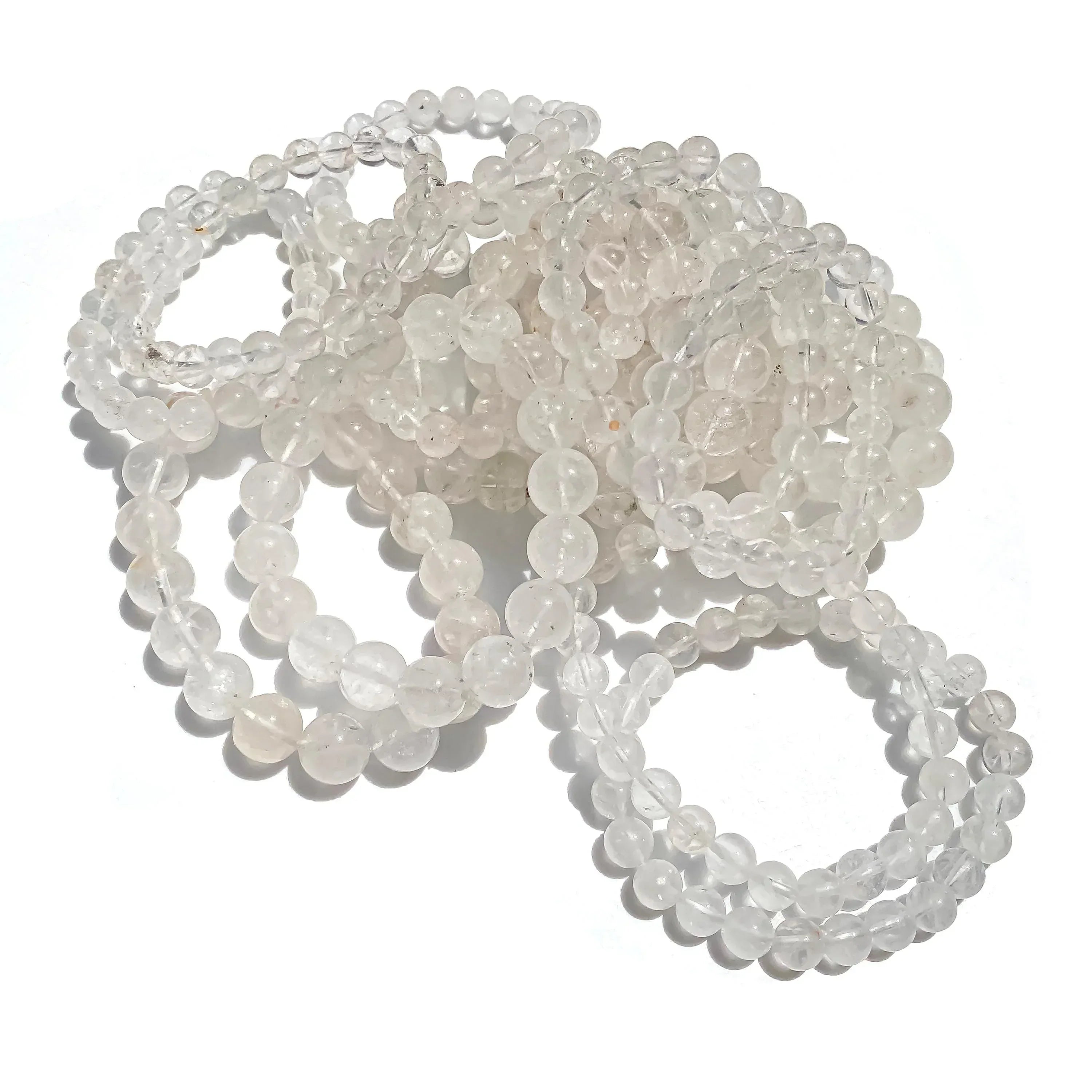 Himalayan White Quartz Bracelet: Rainbow Inclusions, Healing Crystal Himalayan Quartz Bracelets