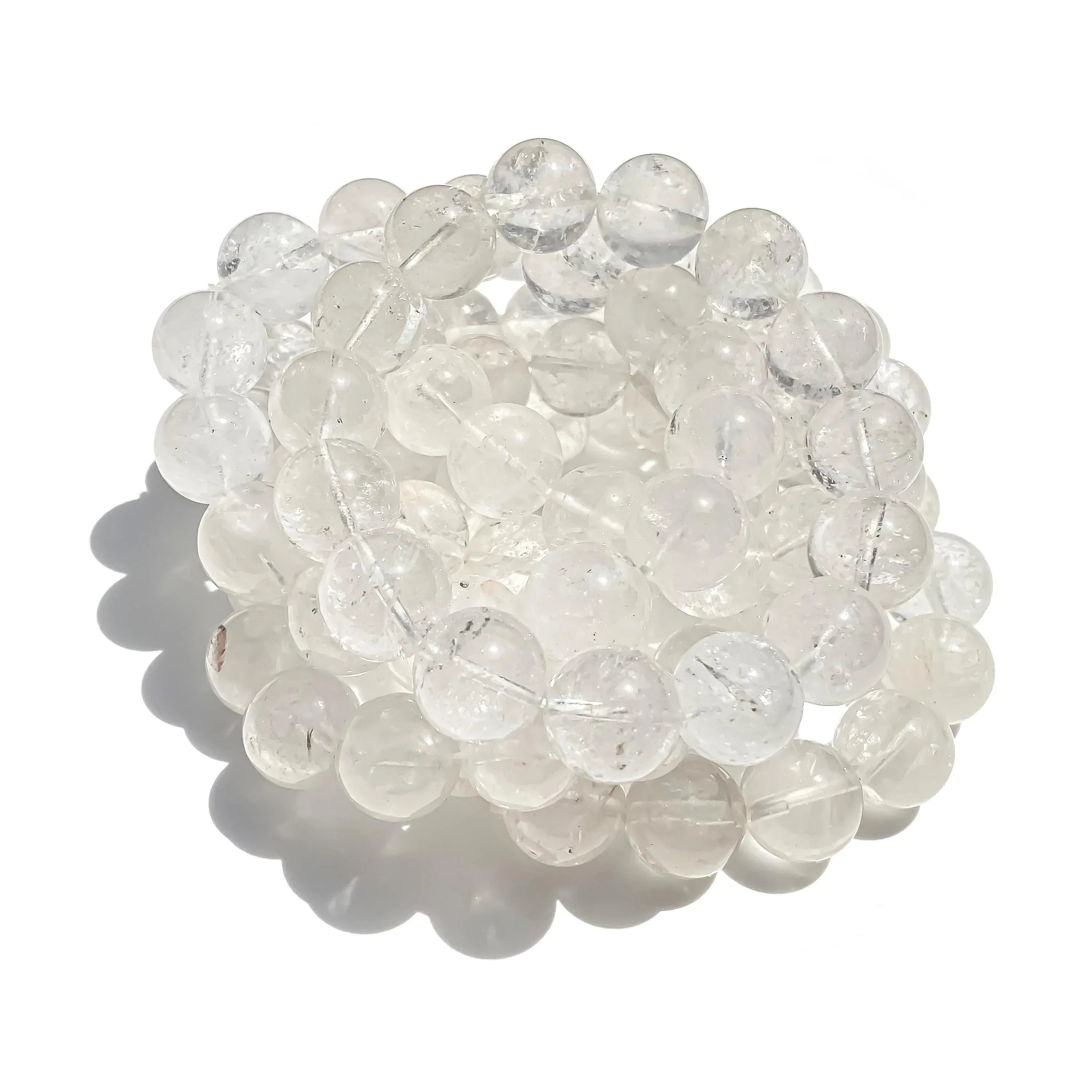 Himalayan White Quartz Bracelet: Rainbow Inclusions, Healing Crystal Himalayan Quartz Bracelets