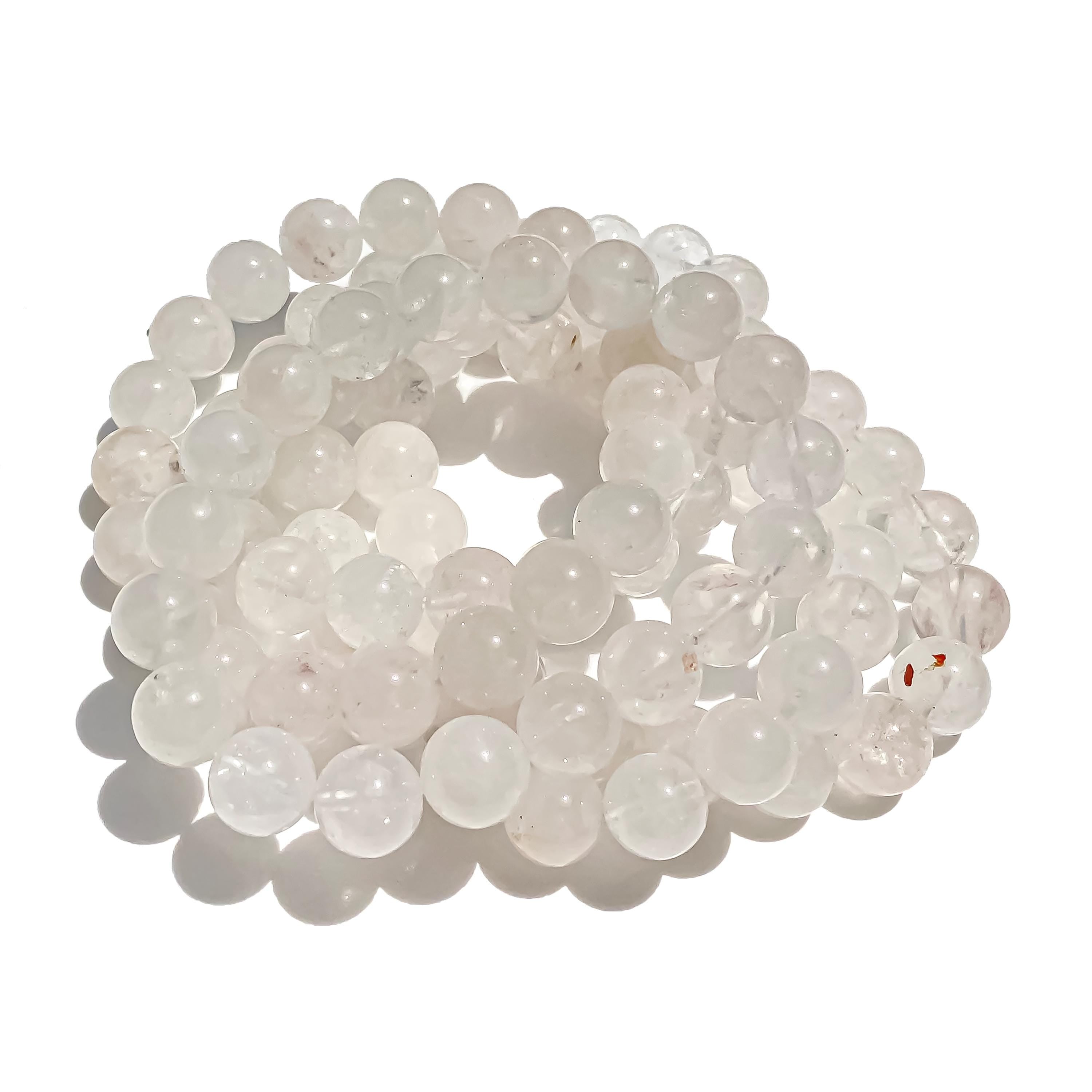Himalayan White Quartz Bracelet: Rainbow Crystal Boho Jewelry