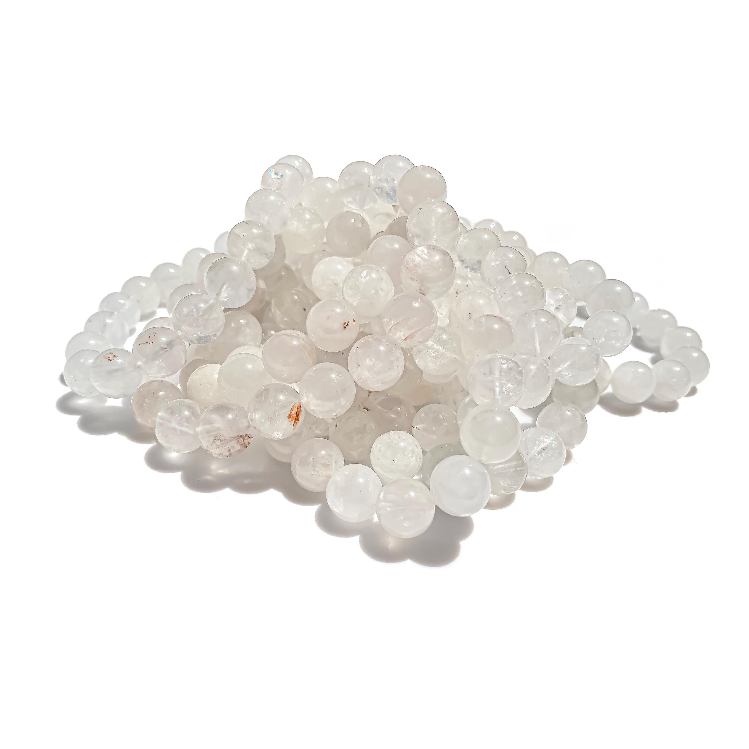 Himalayan White Quartz Bracelet: Rainbow Crystal Boho Jewelry