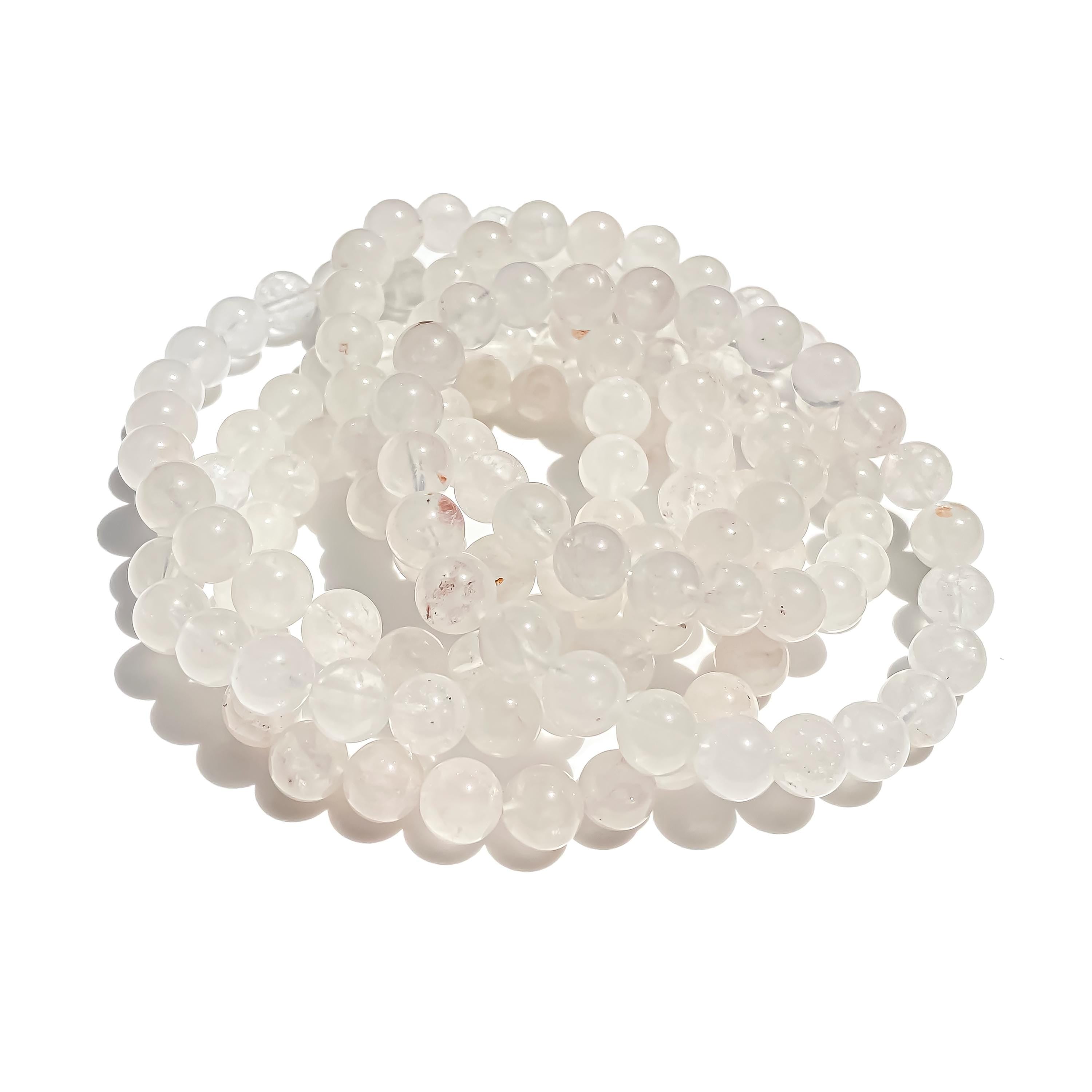 Himalayan White Quartz Bracelet: Rainbow Crystal Boho Jewelry