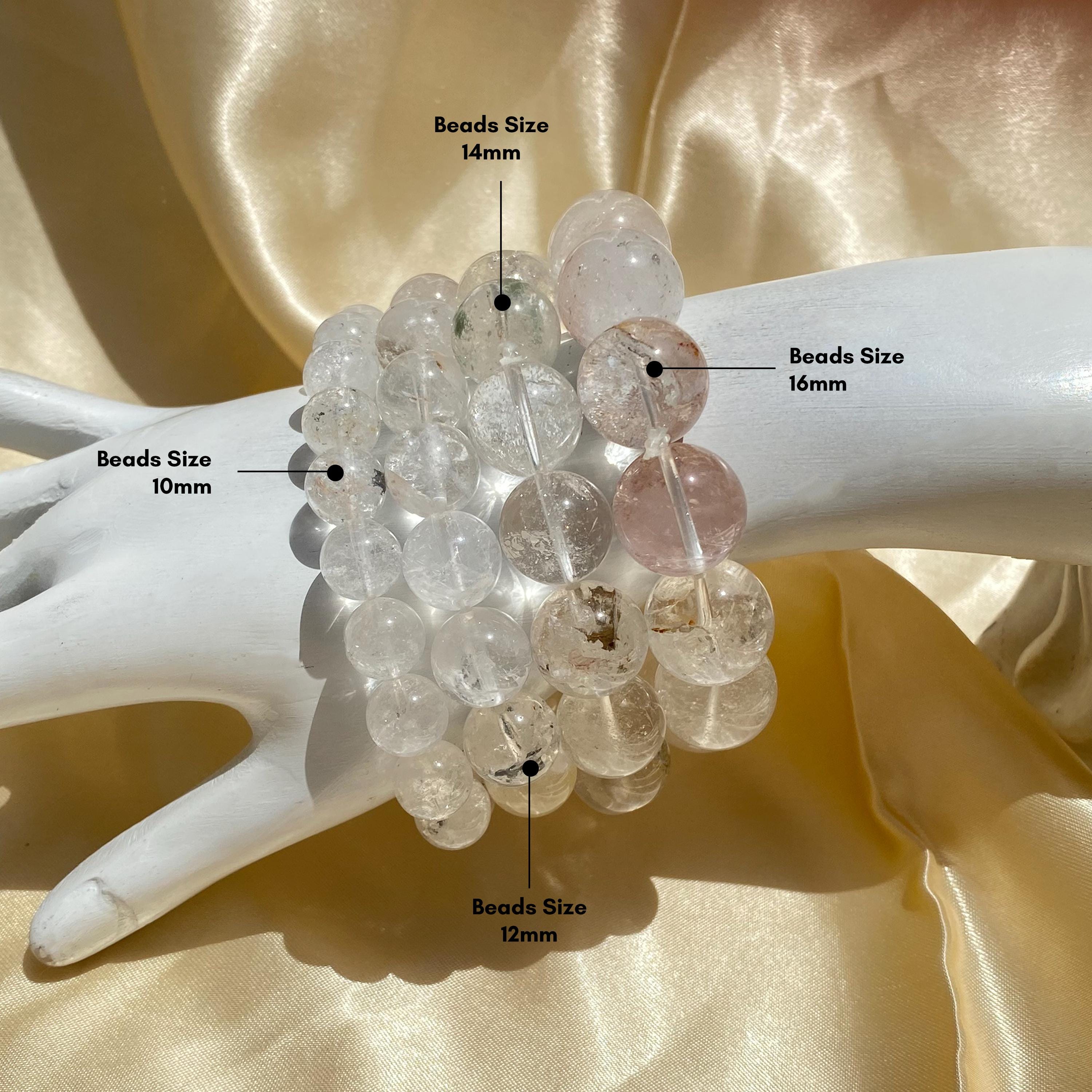 Himalayan White Quartz Bracelet: Rainbow Inclusions, Healing Crystal
