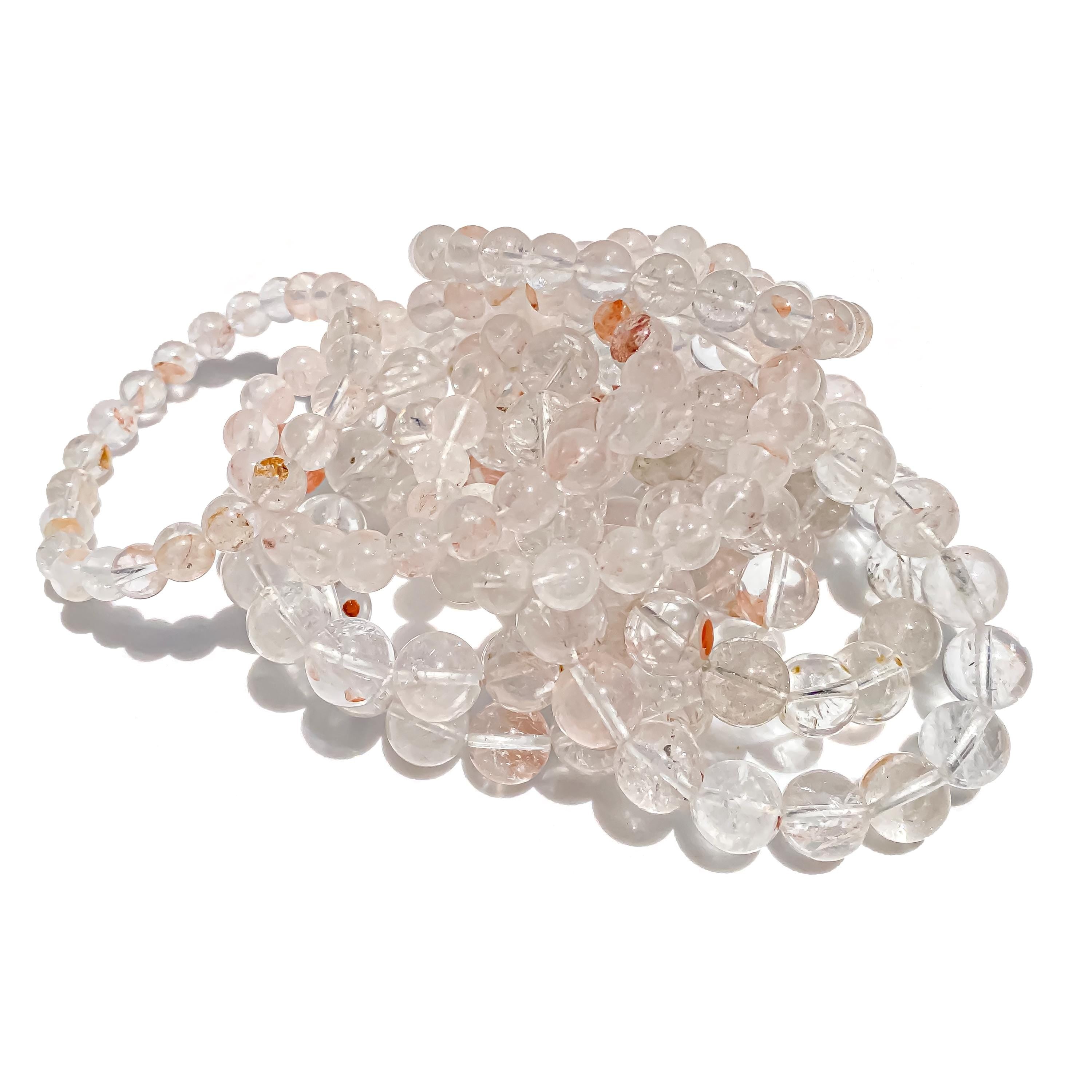 Himalayan White Quartz Bracelet: Rainbow Inclusions, Healing Crystal Energy