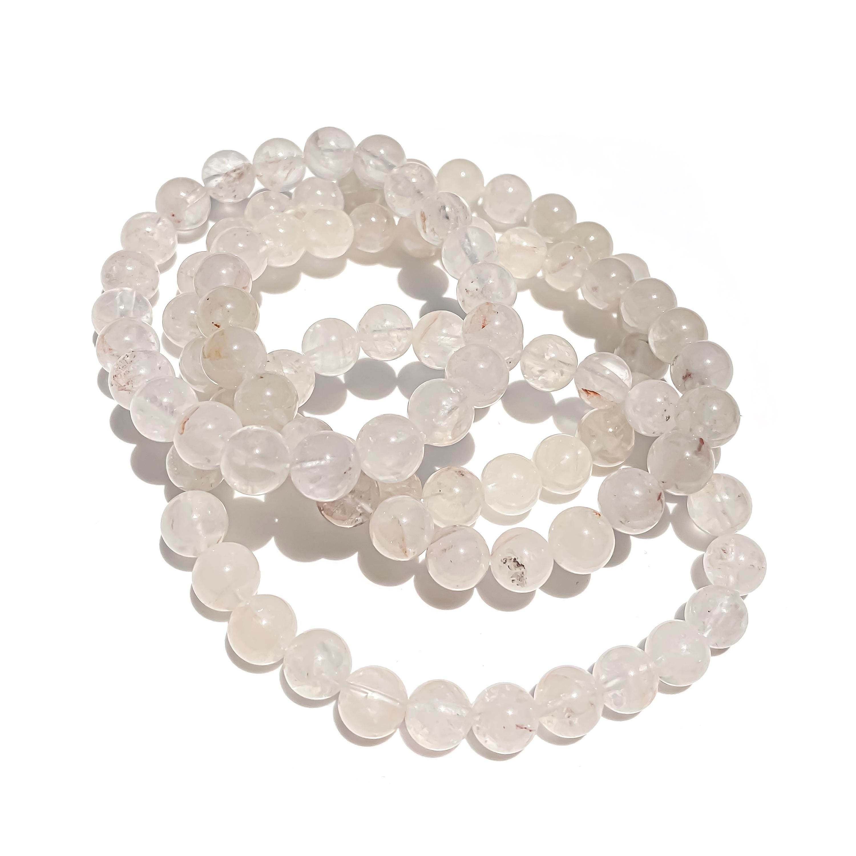 Himalayan White Quartz Bracelet: Rainbow Crystal Healing Jewelry