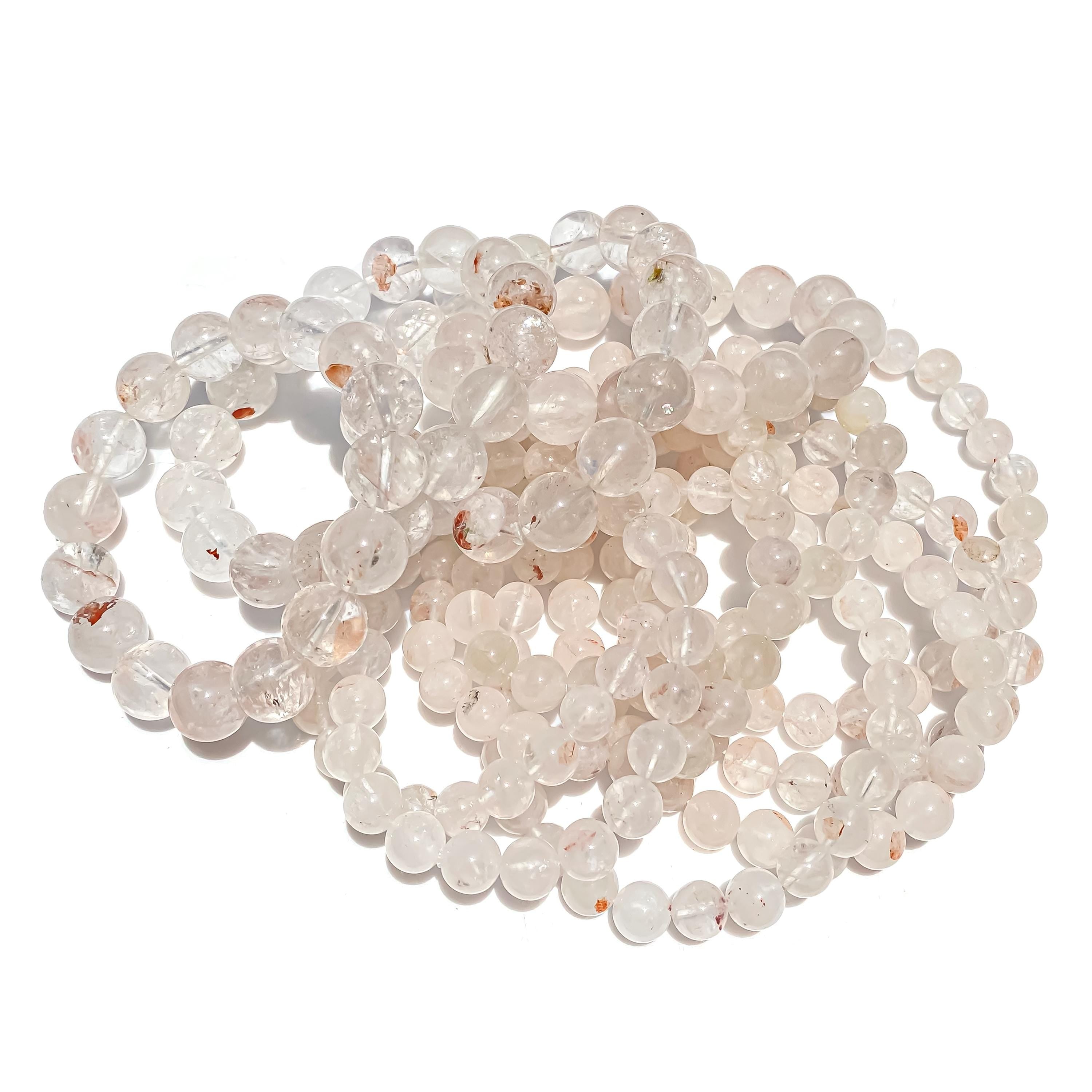 Himalayan White Quartz Bracelet: Rainbow Crystal Healing Jewelry