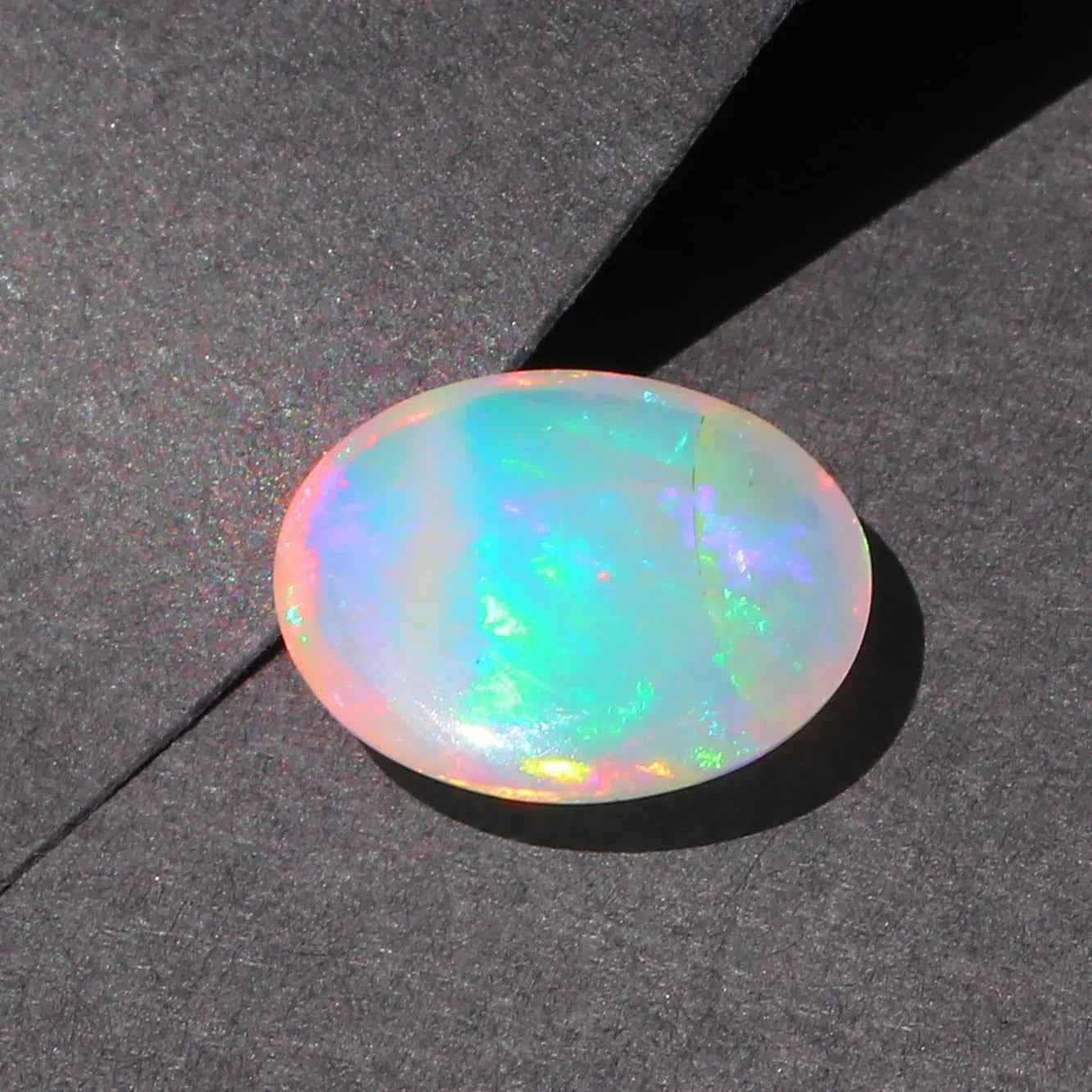 Ethiopian Welo Opal Cabochon: Multi Rainbow Fire Gemstone, 2.40 ct loose gemstones
