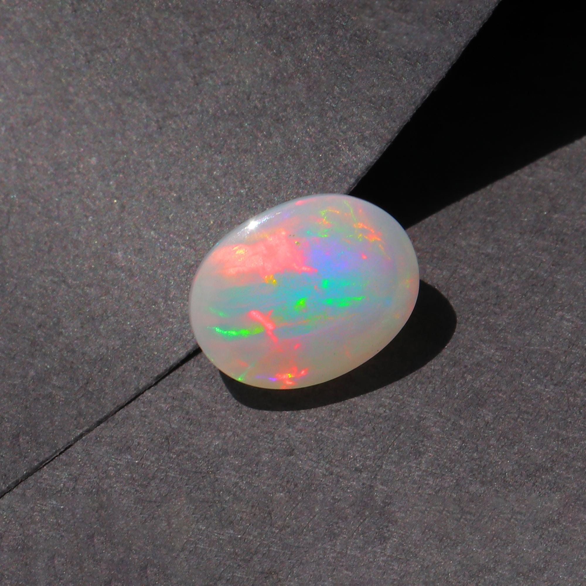 3.21 Carat Ethiopian Opal Cabochon: White Fire Opal Oval Gemstone