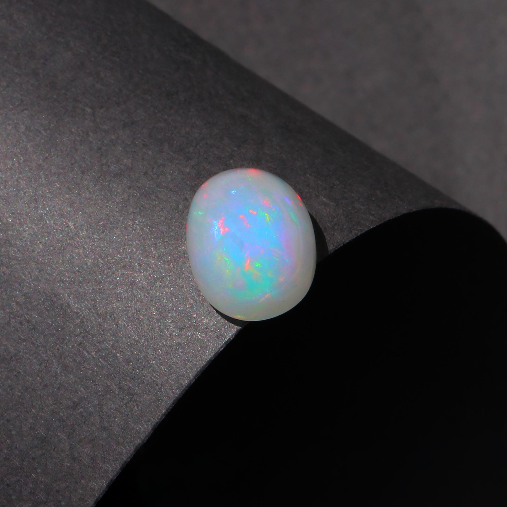 3.21 Carat Ethiopian Opal Cabochon: White Fire Opal Oval Gemstone