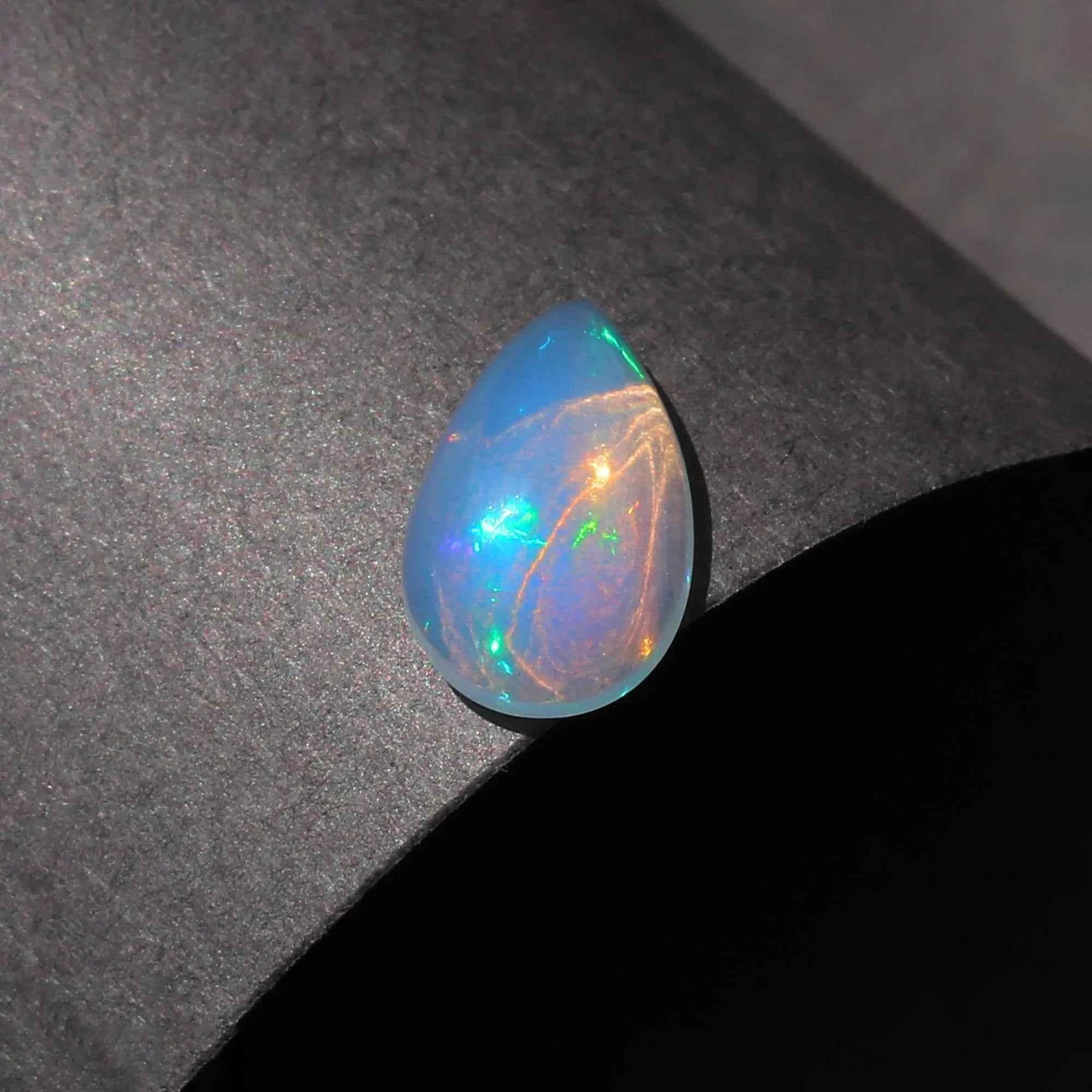 Ethiopian Opal Cabochon 1.45 Carat Pear-Shaped Gemstone for Sale loose gemstones