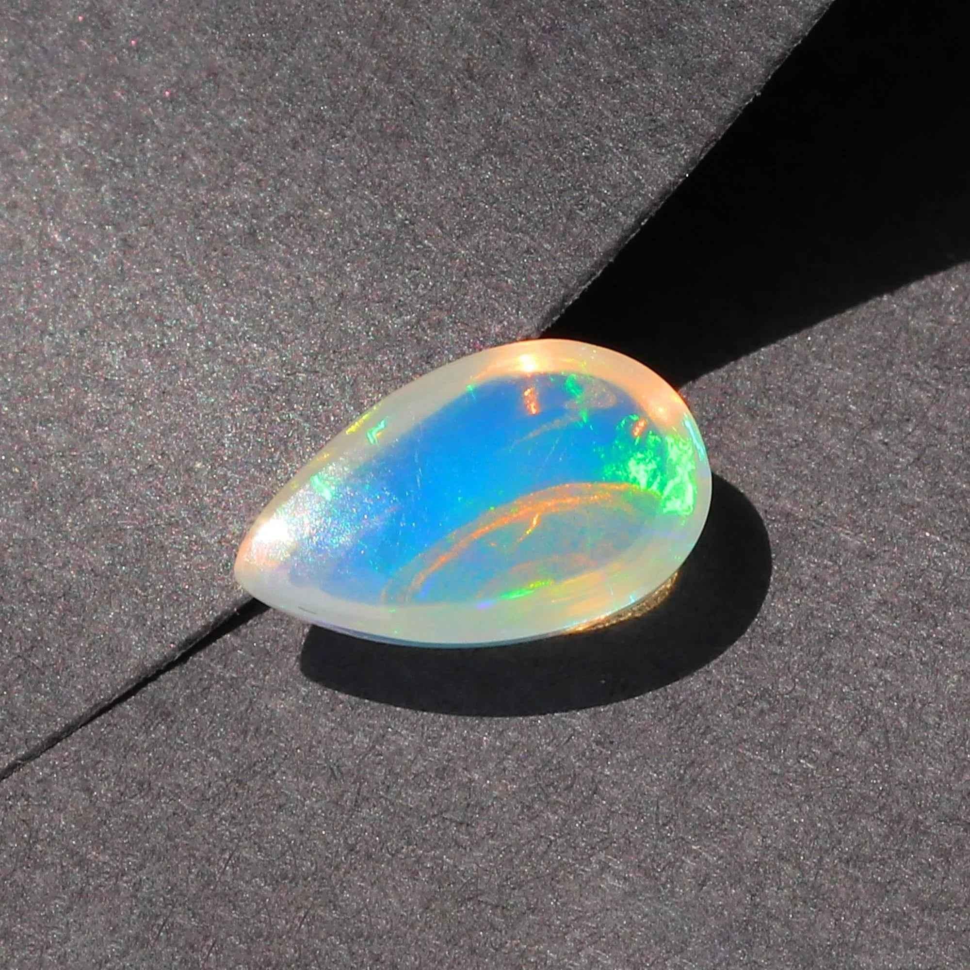 Ethiopian Opal Cabochon 1.45 Carat Pear-Shaped Gemstone for Sale loose gemstones