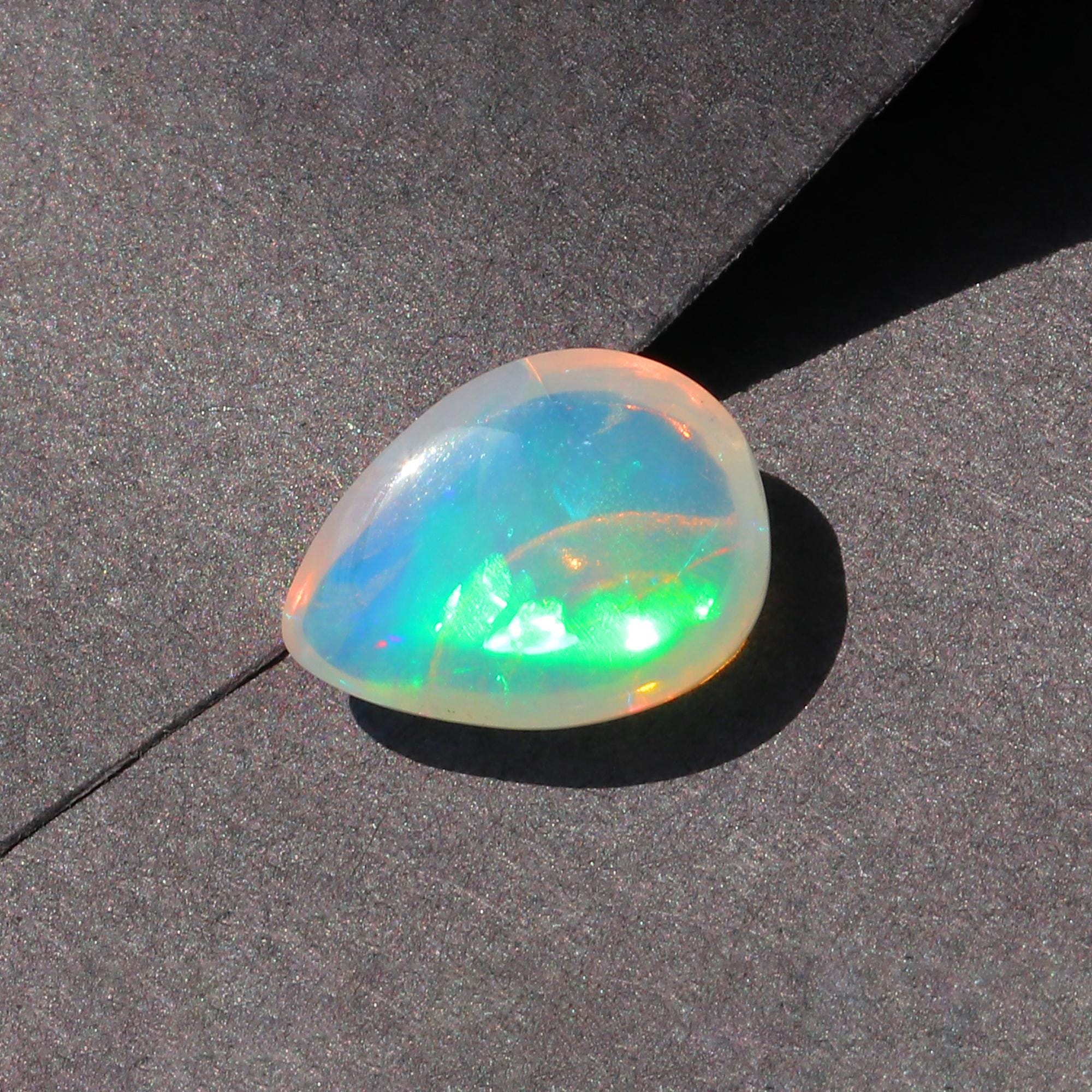 Pear Ethiopian Welo Opal Cabochon: Natural Gemstone for Jewelry Making (2.28 ct, 9x12mm