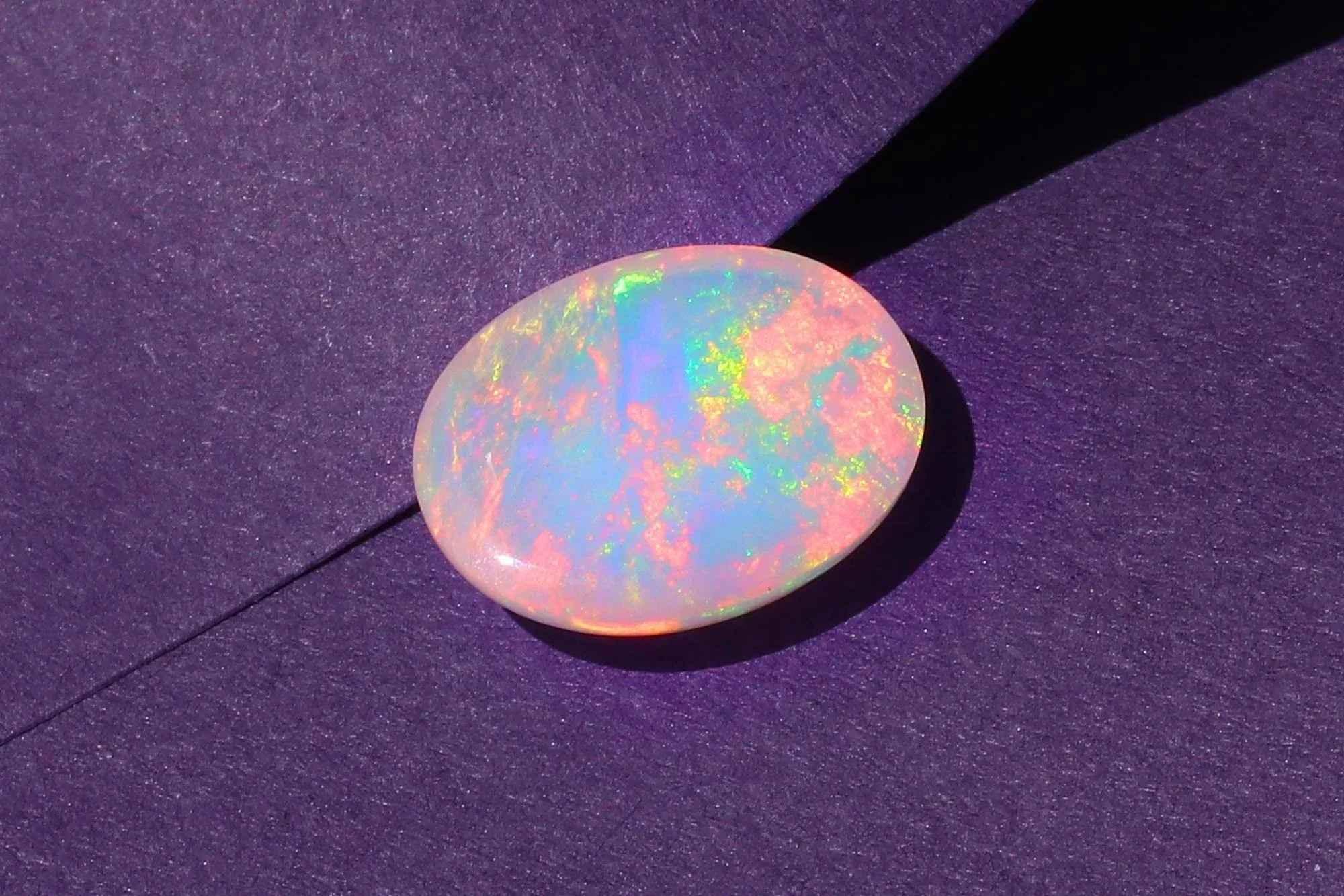 Ethiopian Opal Cabochon 2.66 ct - Multi-Fire Gemstone 9x12mm for Jewelry Making loose gemstones
