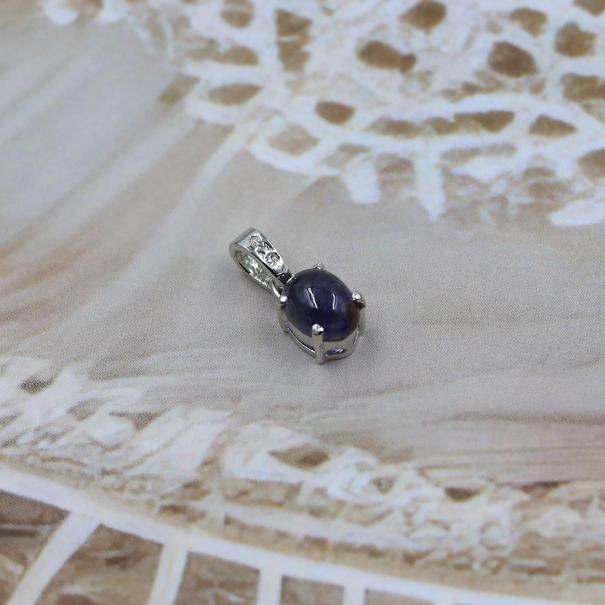 Natural Iolite Pendant: Sterling Silver & Yellow Gold, September Birthstone