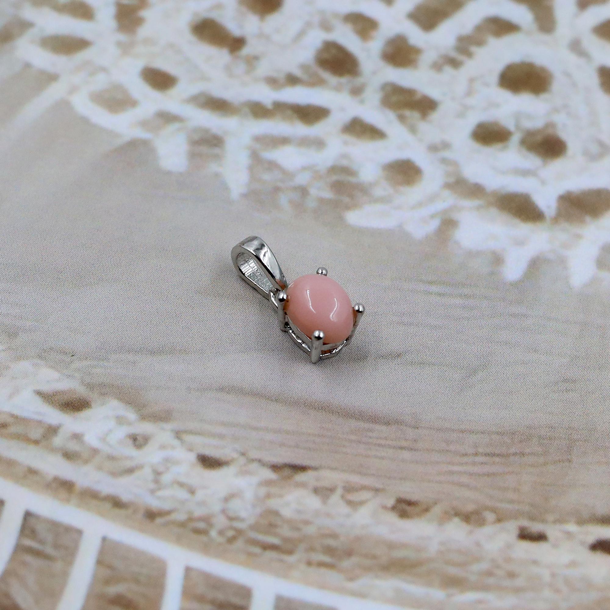 Natural Pink Opal Pendant: 925 Sterling Silver Gemstone Necklace