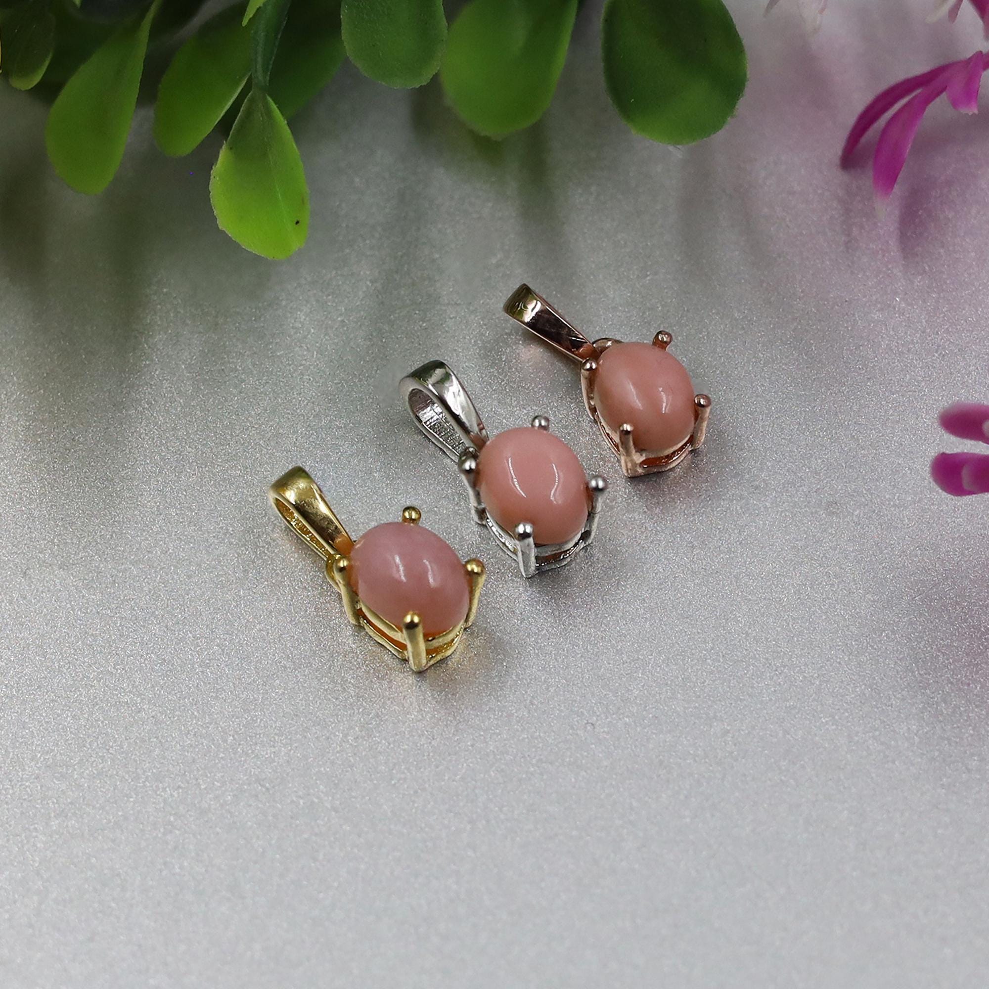 Natural Pink Opal Pendant: 925 Sterling Silver Gemstone Necklace