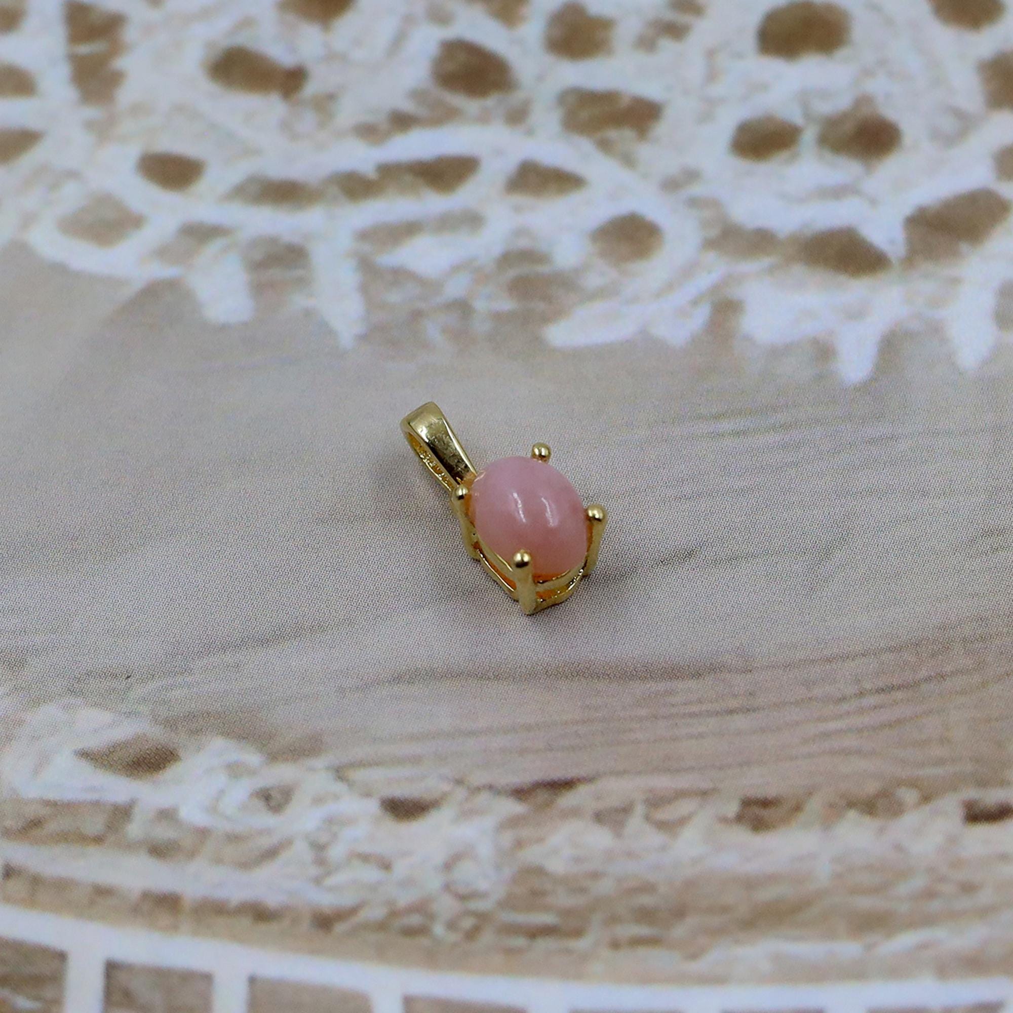 Natural Pink Opal Pendant: 925 Sterling Silver Gemstone Necklace