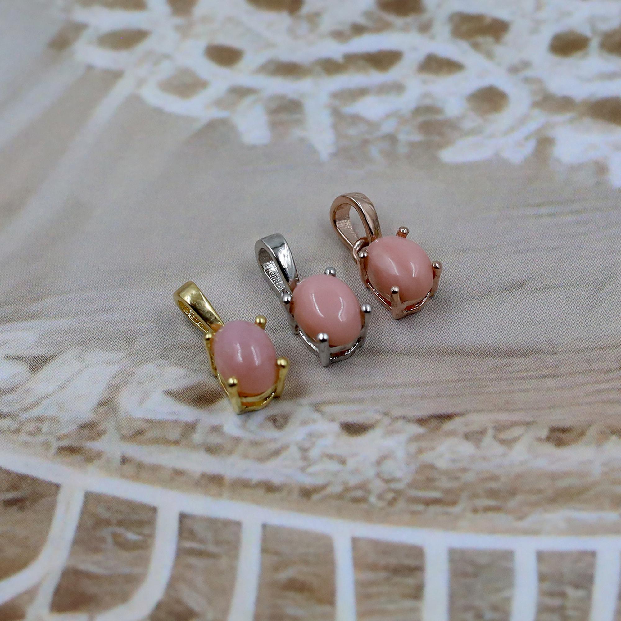 Natural Pink Opal Pendant: 925 Sterling Silver Gemstone Necklace