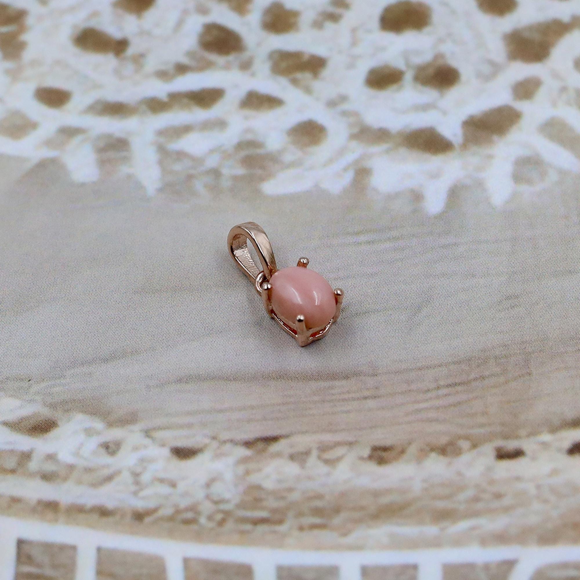 Natural Pink Opal Pendant: 925 Sterling Silver Gemstone Necklace