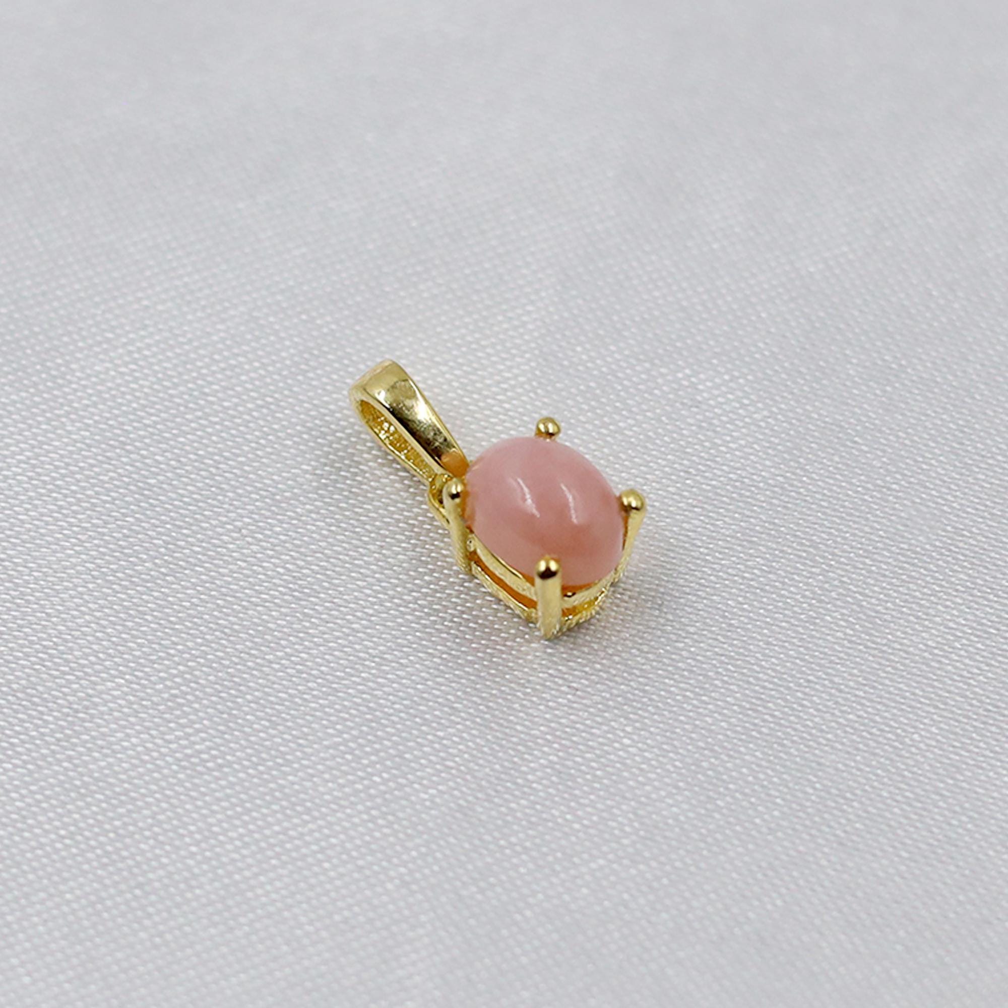 Natural Pink Opal Pendant: 925 Sterling Silver Gemstone Necklace