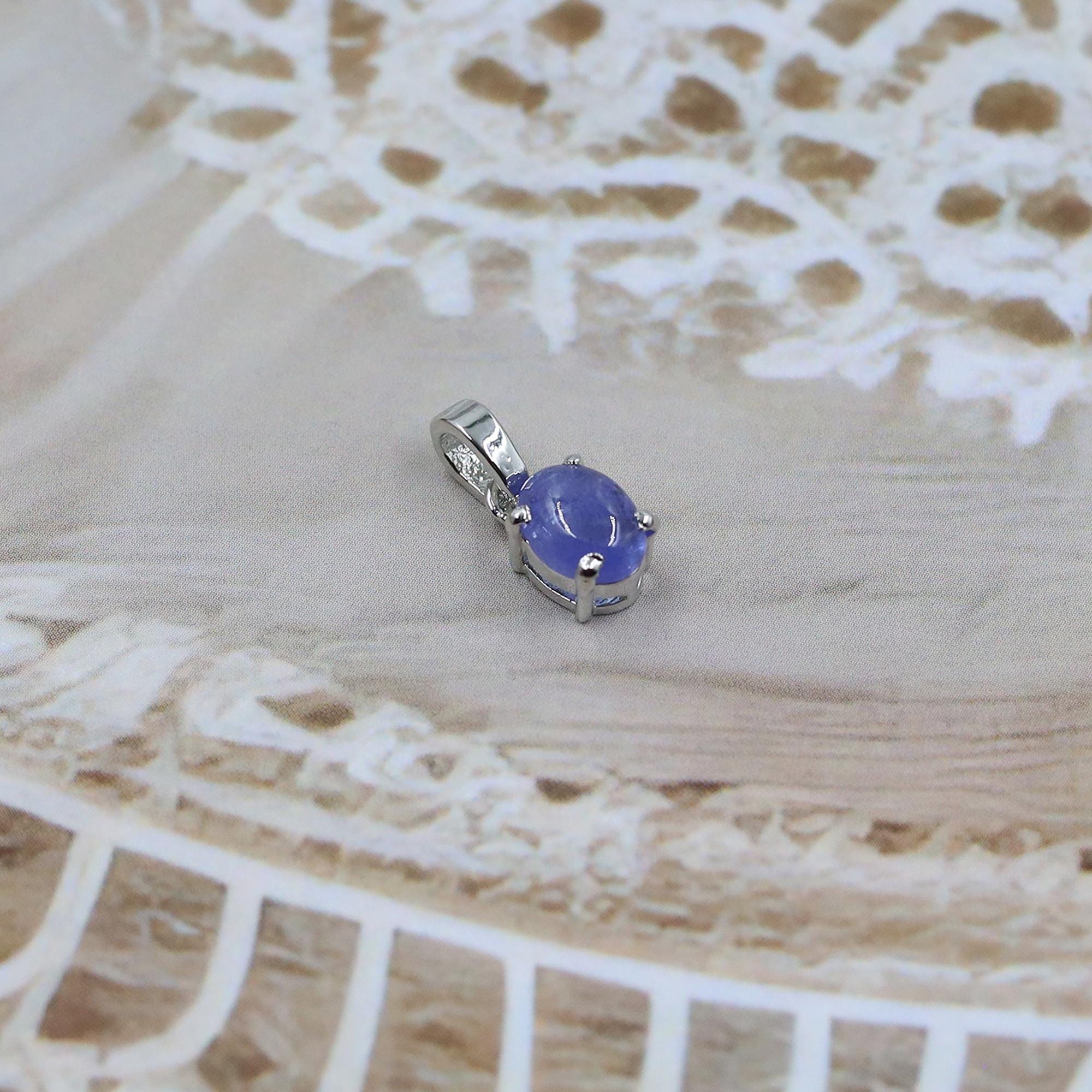Natural Tanzanite Silver Pendant: Teardrop December Birthstone Necklace