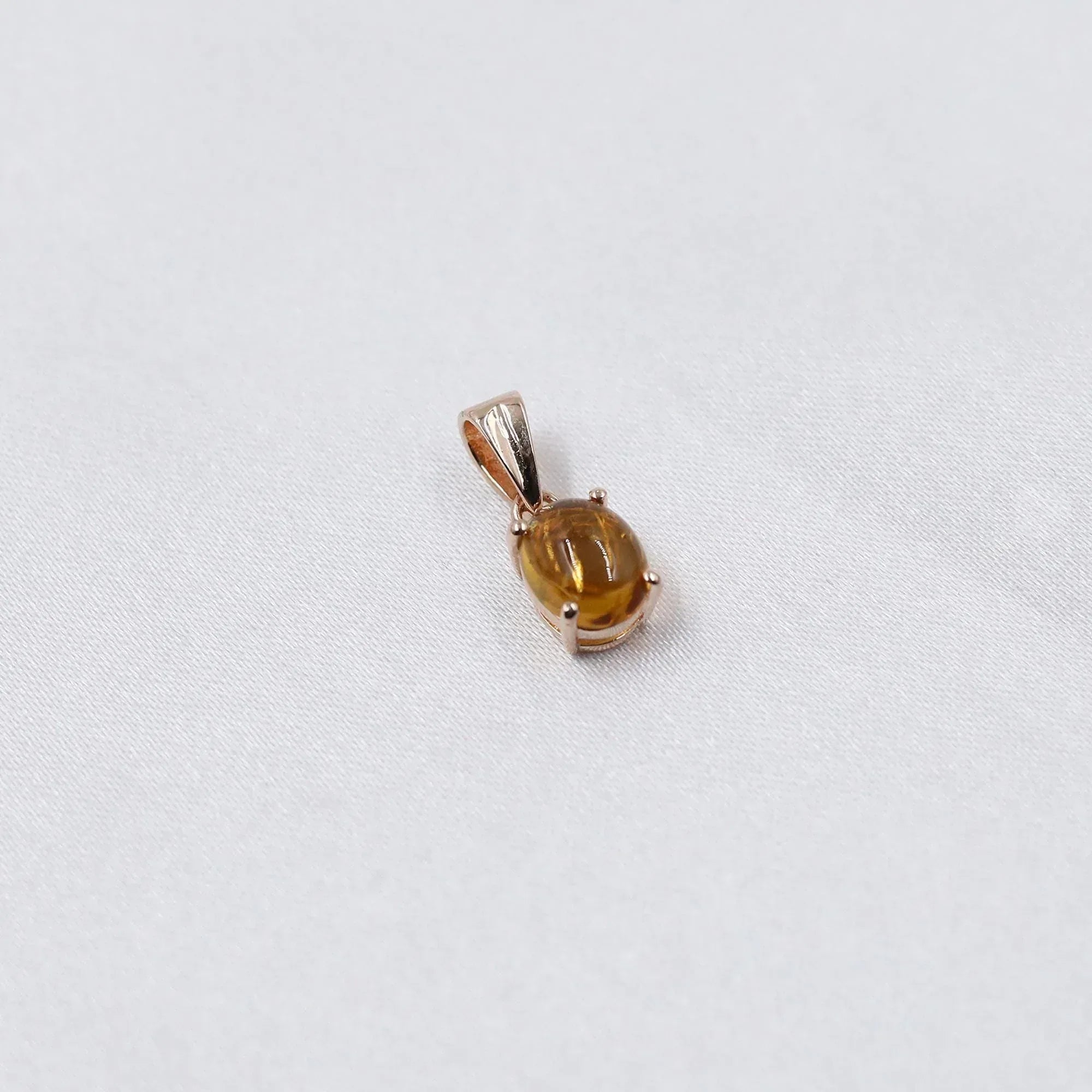 Handmade Natural Citrine Pendant: 925 Silver Oval Cabochon