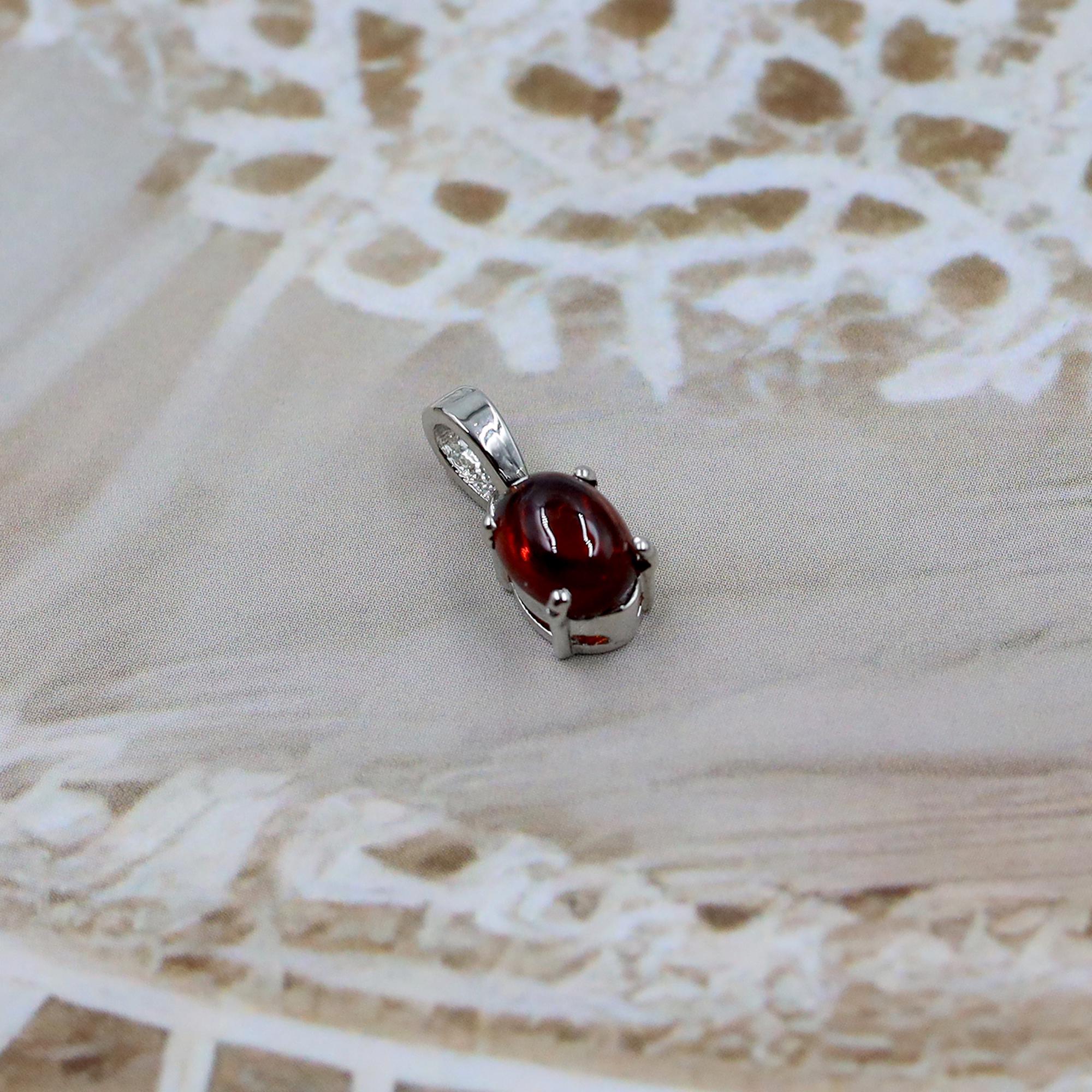 Garnet Pendant Necklace: Natural Red Gemstone, Rose Gold Silver Jewelry