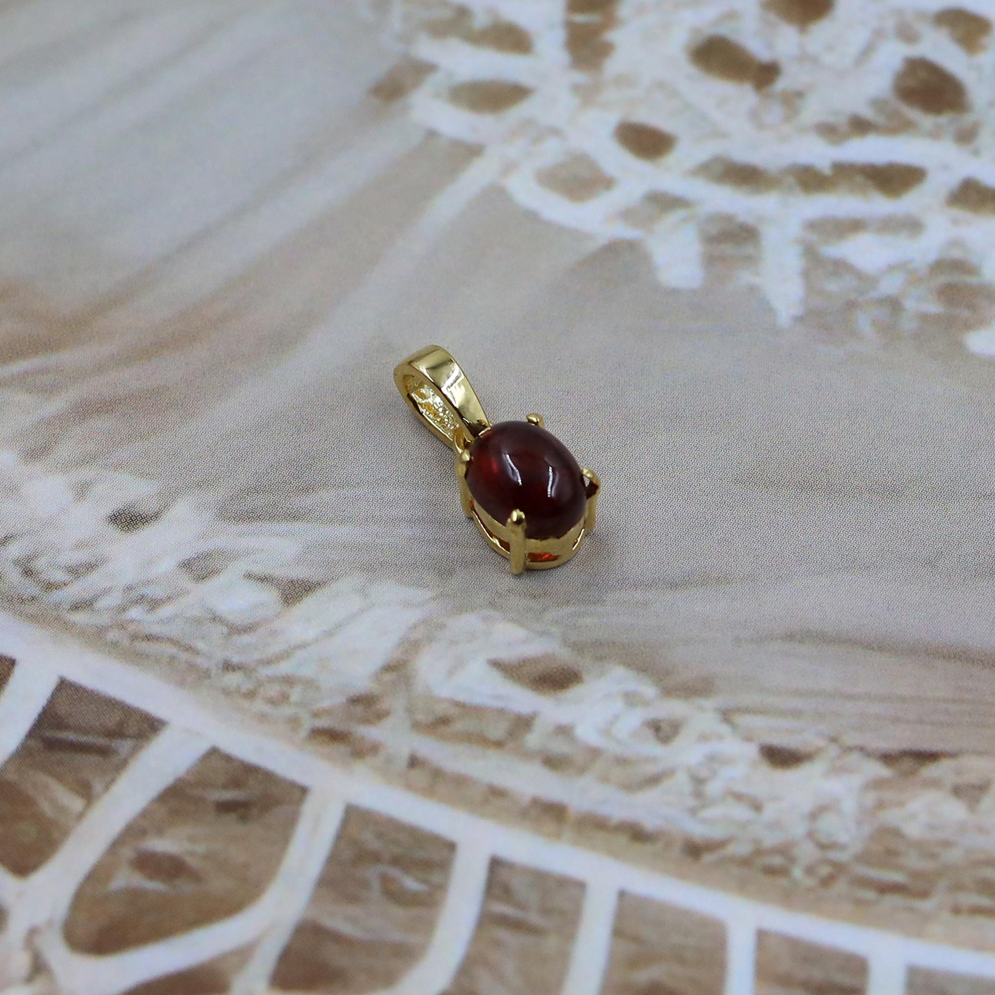 Garnet Pendant Necklace: Natural Red Gemstone, Rose Gold Silver Jewelry