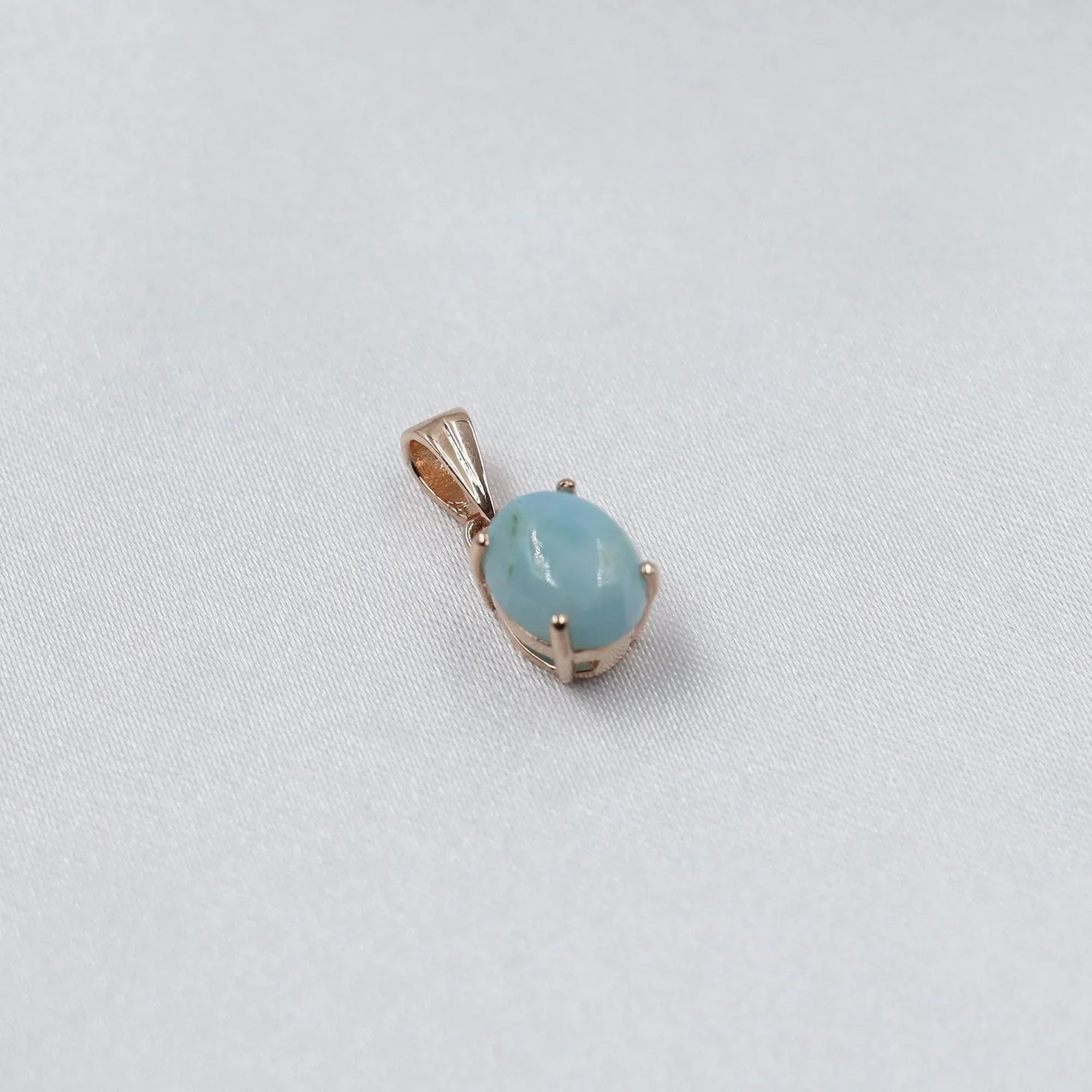 Handcrafted Larimar Pendant: Oval Cabochon, 925 Silver Necklace