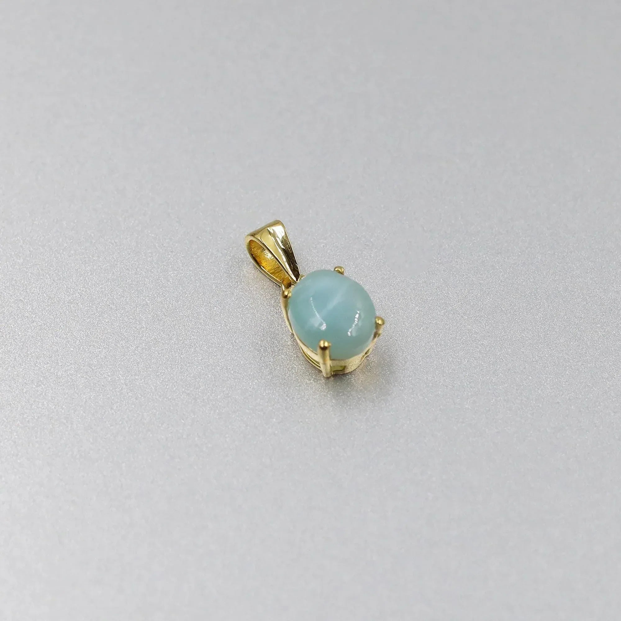 Handcrafted Larimar Pendant: Oval Cabochon, 925 Silver Necklace