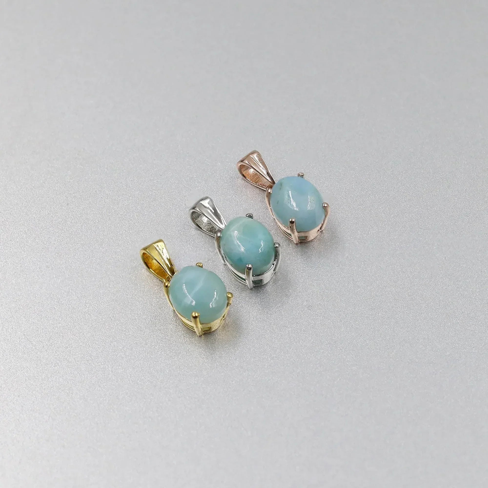 Handcrafted Larimar Pendant: Oval Cabochon, 925 Silver Necklace