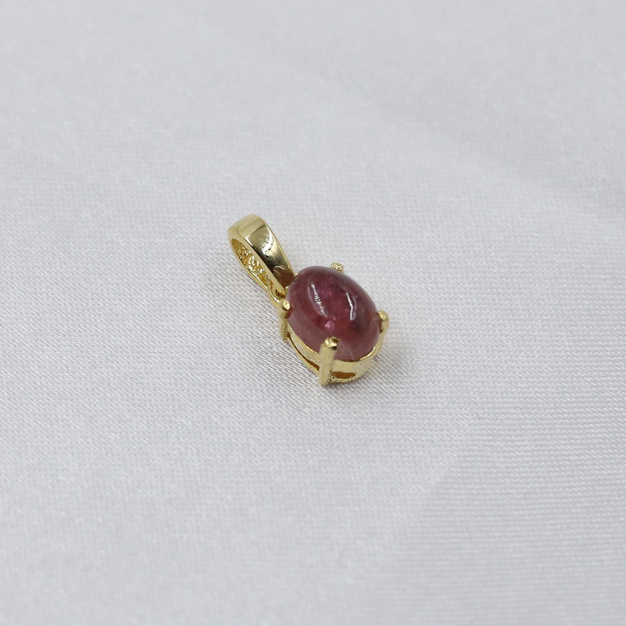 Dainty Tourmaline Pendant: 925 Silver Oval Gemstone Jewelry