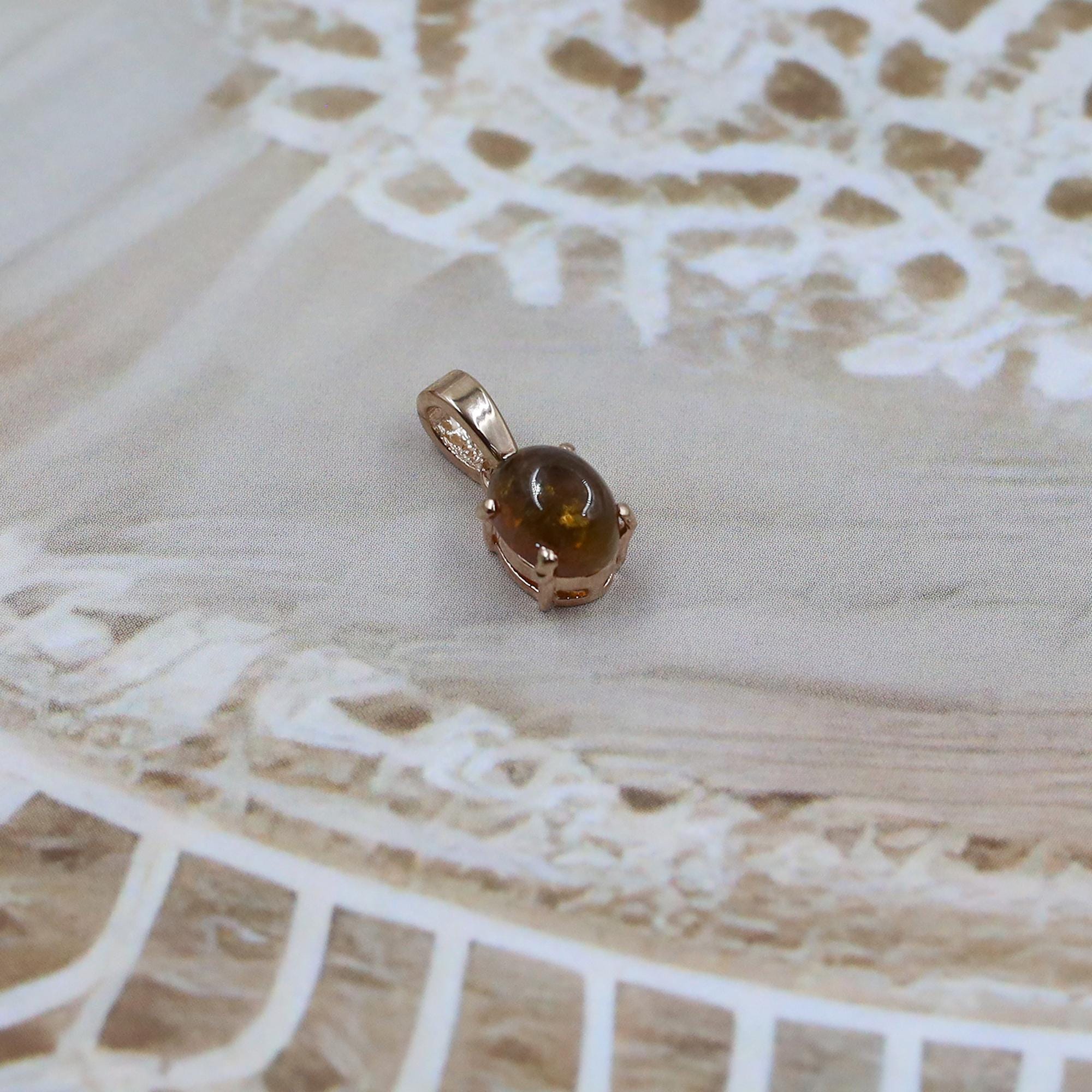 Dainty Tourmaline Pendant: 925 Silver Oval Gemstone Jewelry