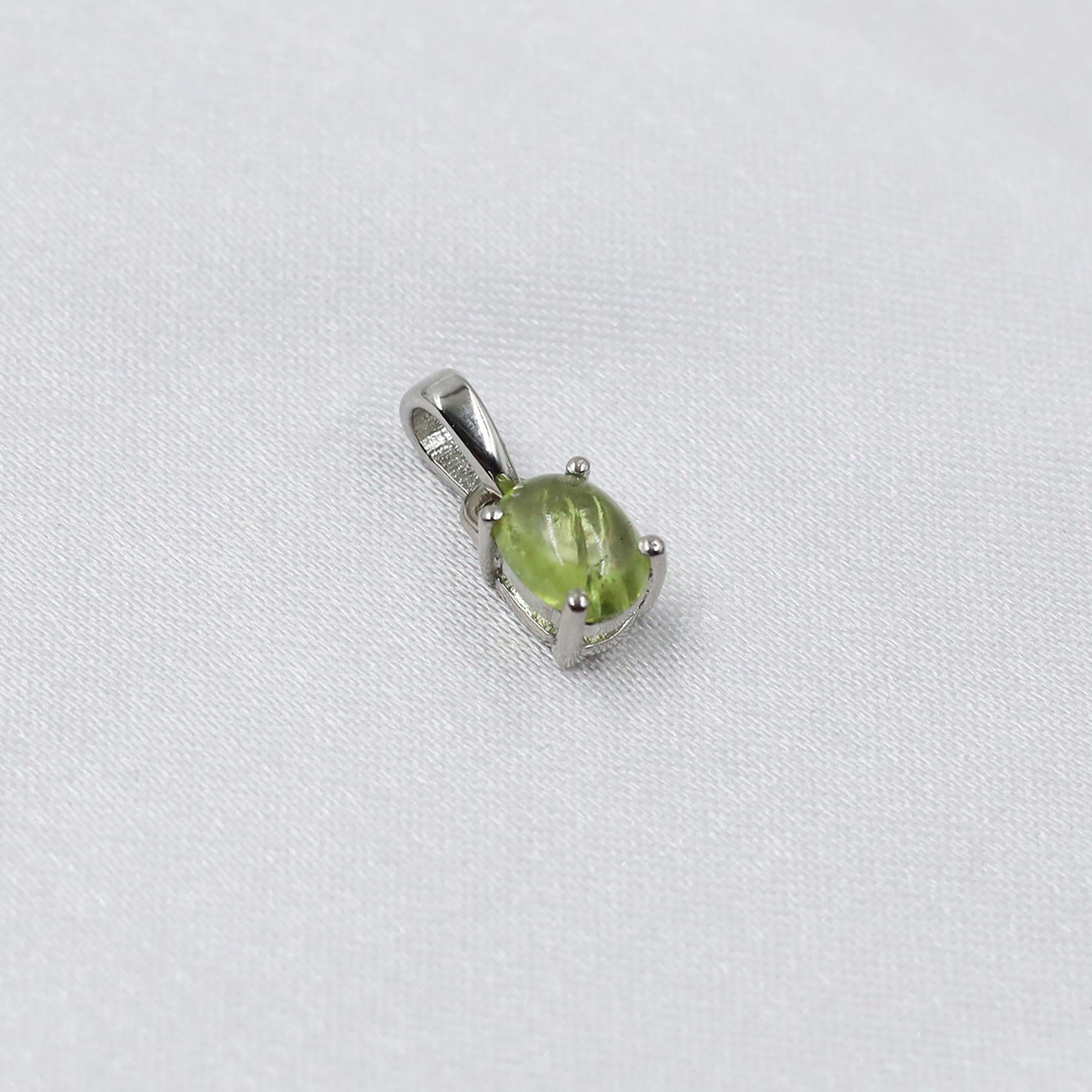 Natural Peridot Pendant: Oval Green Gemstone, Sterling Silver Necklace