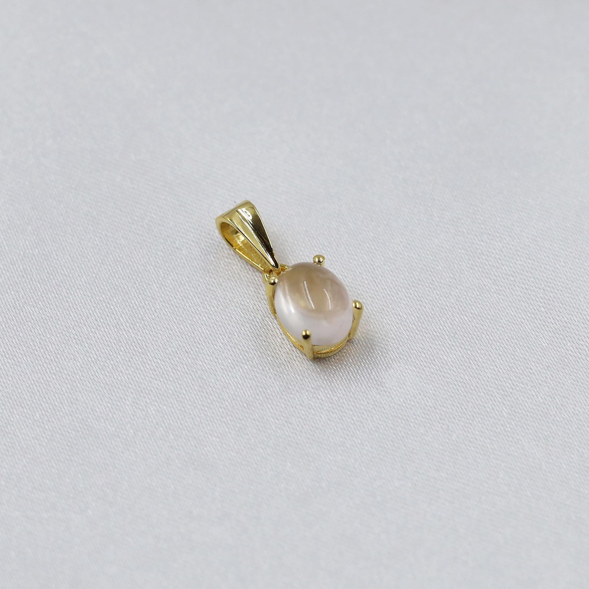 Vintage Rose Quartz Cabochon Pendant: 925 Sterling Silver, Bohemian Jewelry