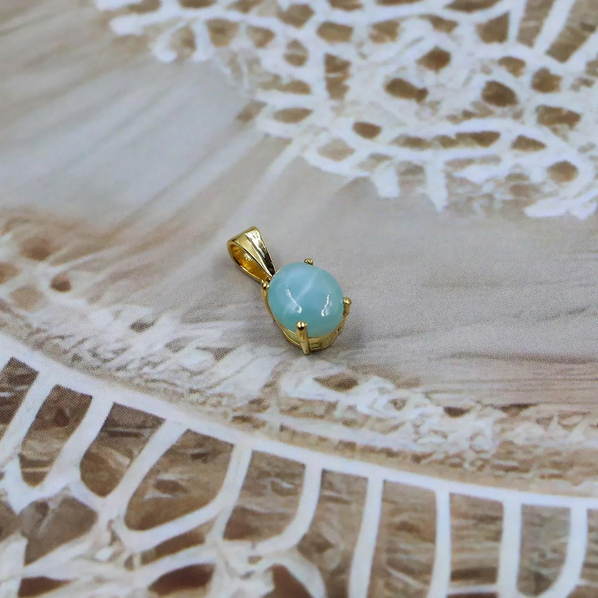 Handcrafted Larimar Pendant: Oval Cabochon, 925 Silver Necklace