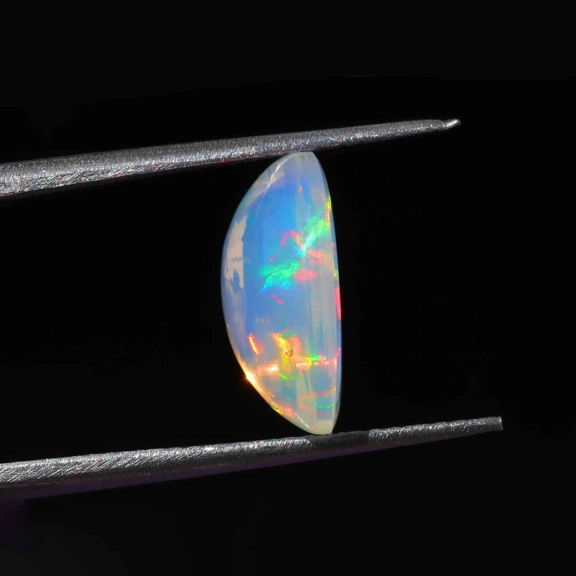 Ethiopian Opal Cabochon: 2.96ct Rainbow Fire Gemstone, 10x14mm loose gemstones