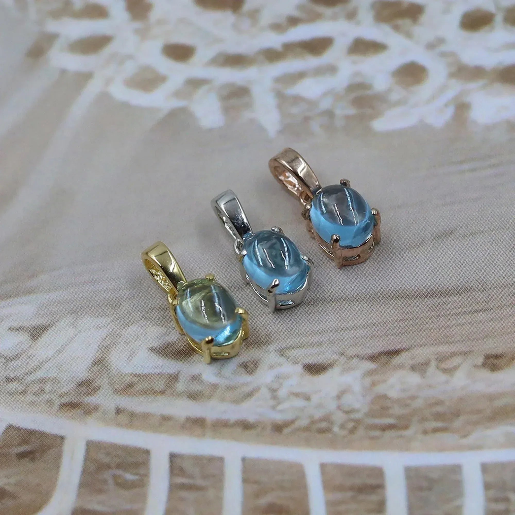 Swiss Blue Topaz Pendant: Oval Sterling Silver December Birthstone