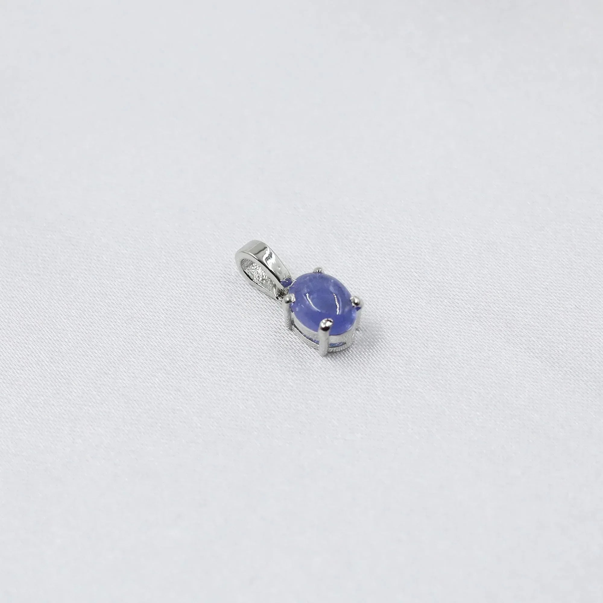Blue Tanzanite Silver Pendant: 925 Minimalist Necklace