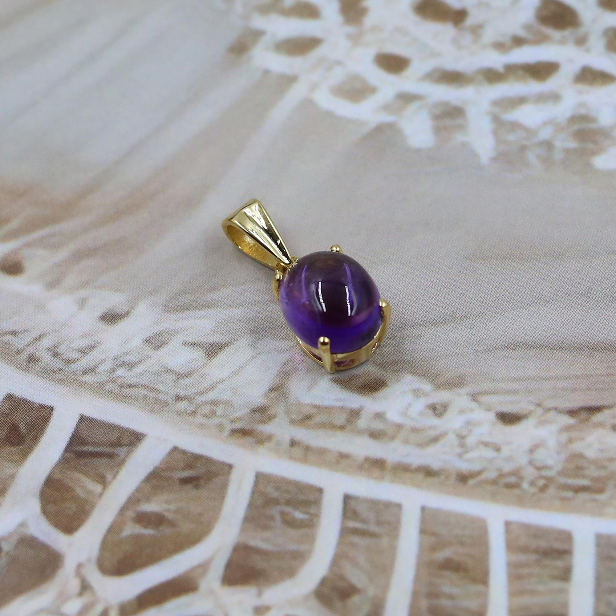 Natural Amethyst Pendant: 925 Sterling Silver, Oval Gemstone Necklace