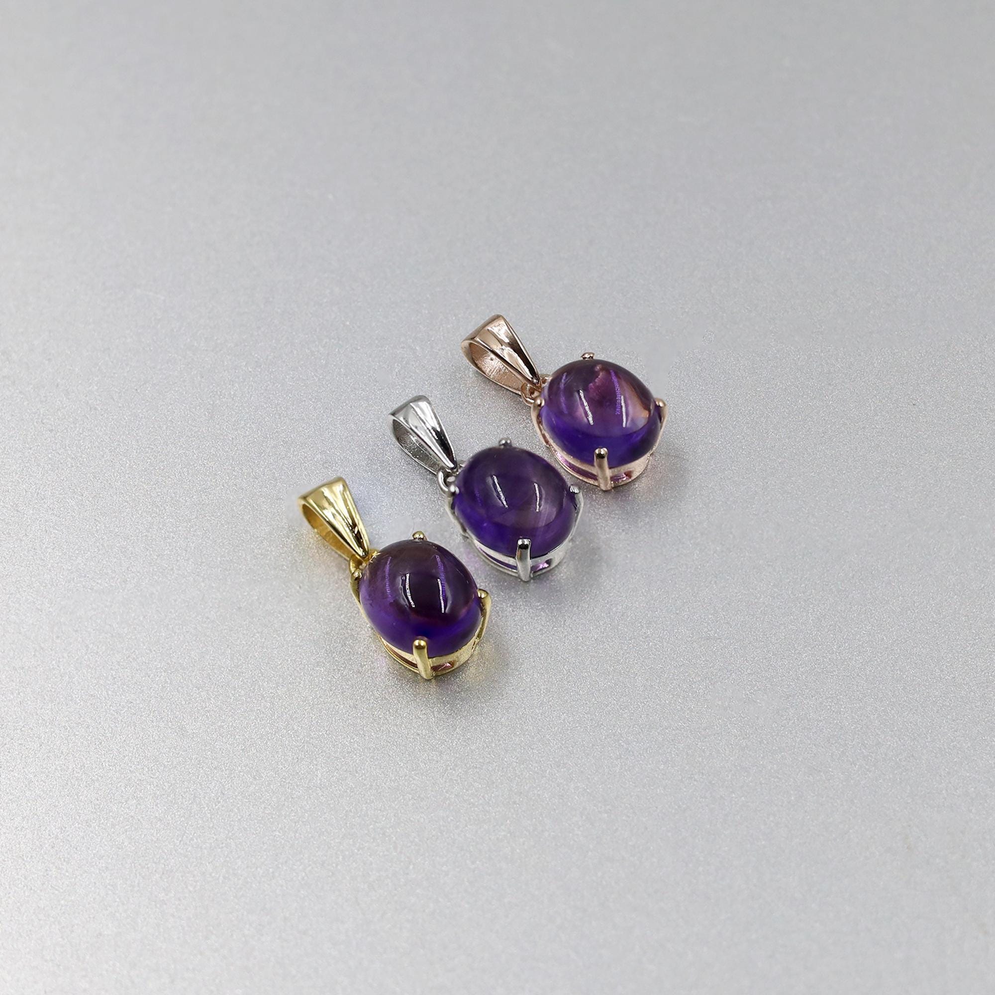 Natural Amethyst Pendant: 925 Sterling Silver, Oval Gemstone Necklace