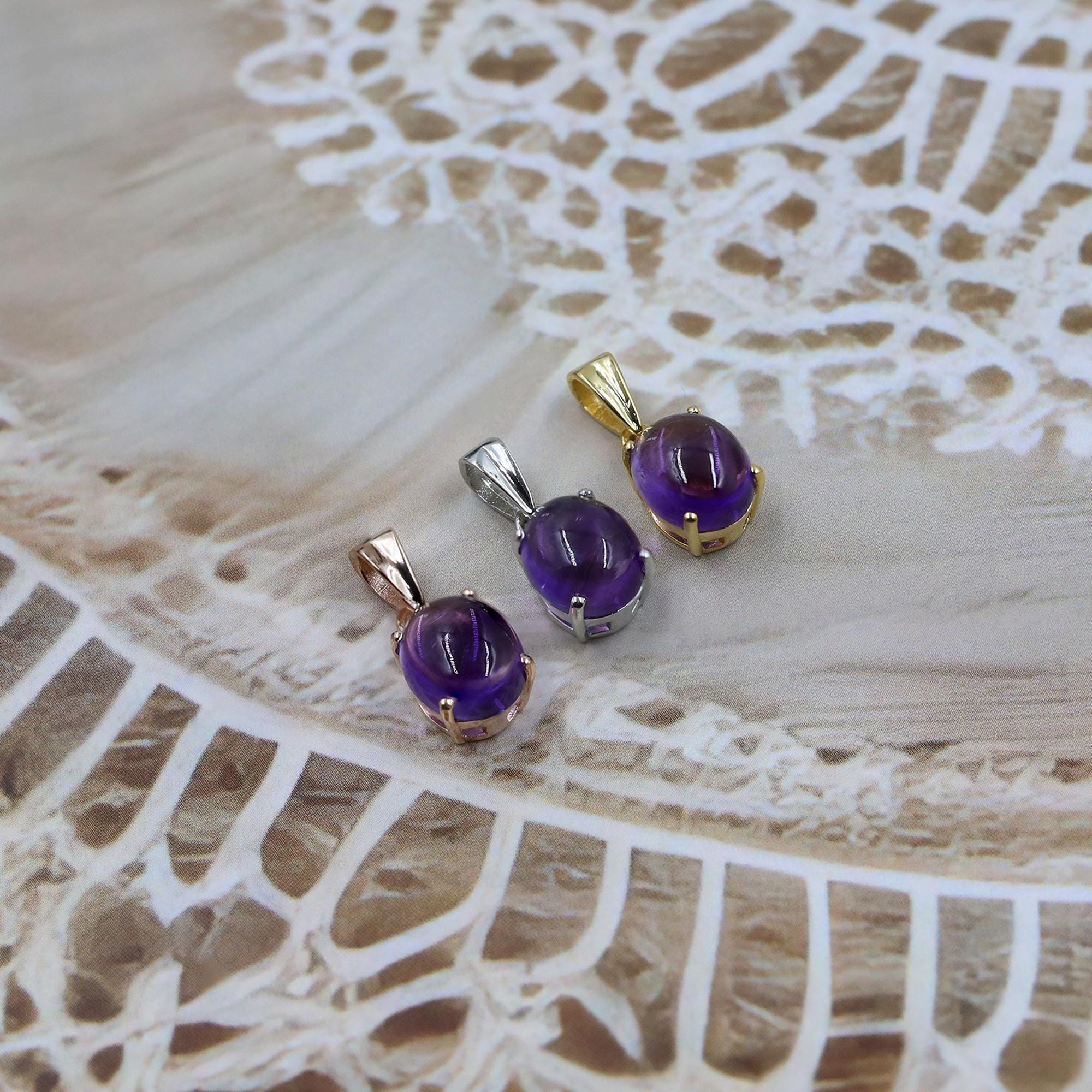 Natural Amethyst Pendant: 925 Sterling Silver, Oval Gemstone Necklace