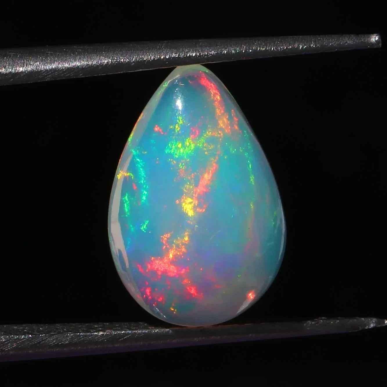 Ethiopian Fire Opal Pear Gemstone Cabochon 2.65 Carat loose gemstones