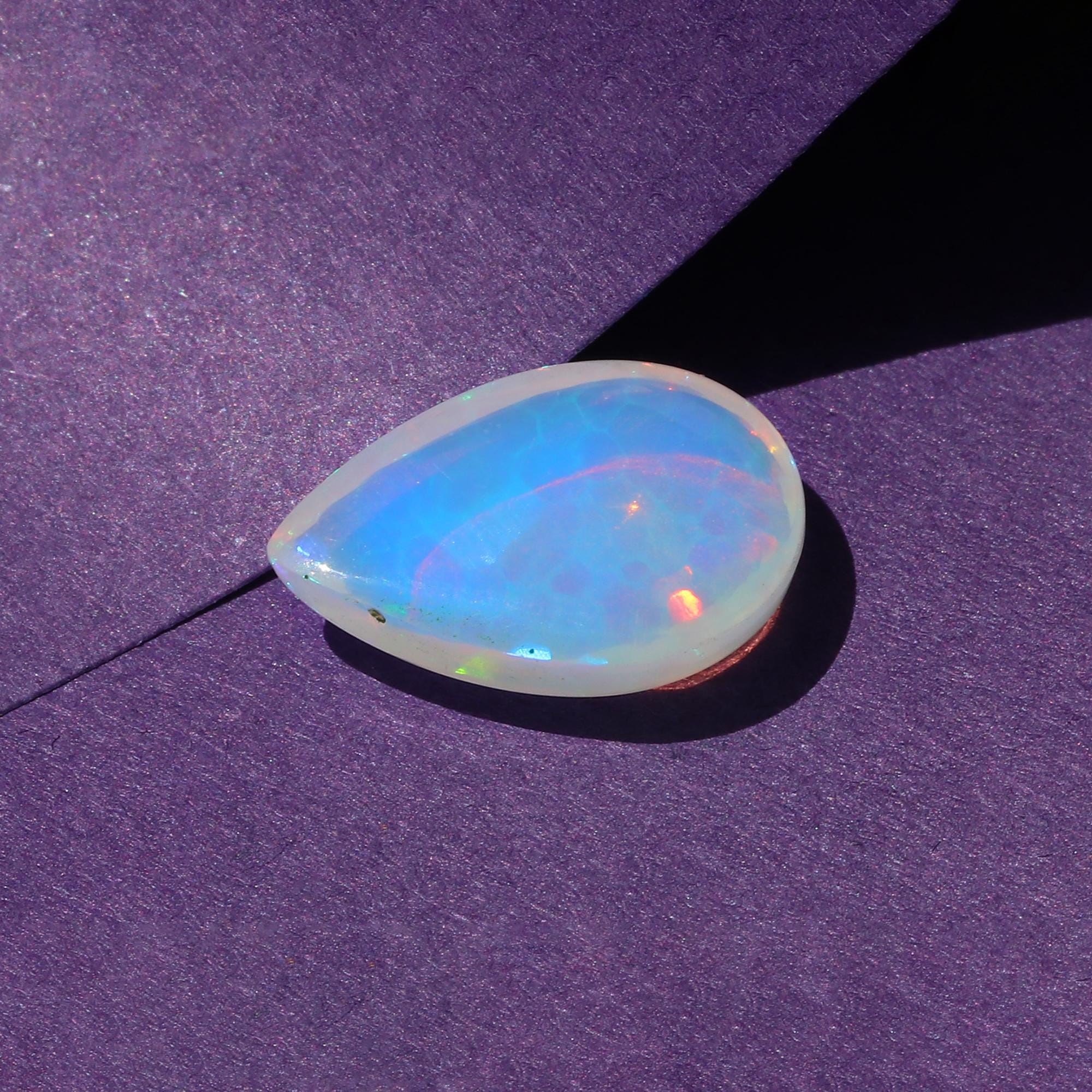 3.20 Carat Pear Welo Opal Cabochon: White Ethiopian Gemstone