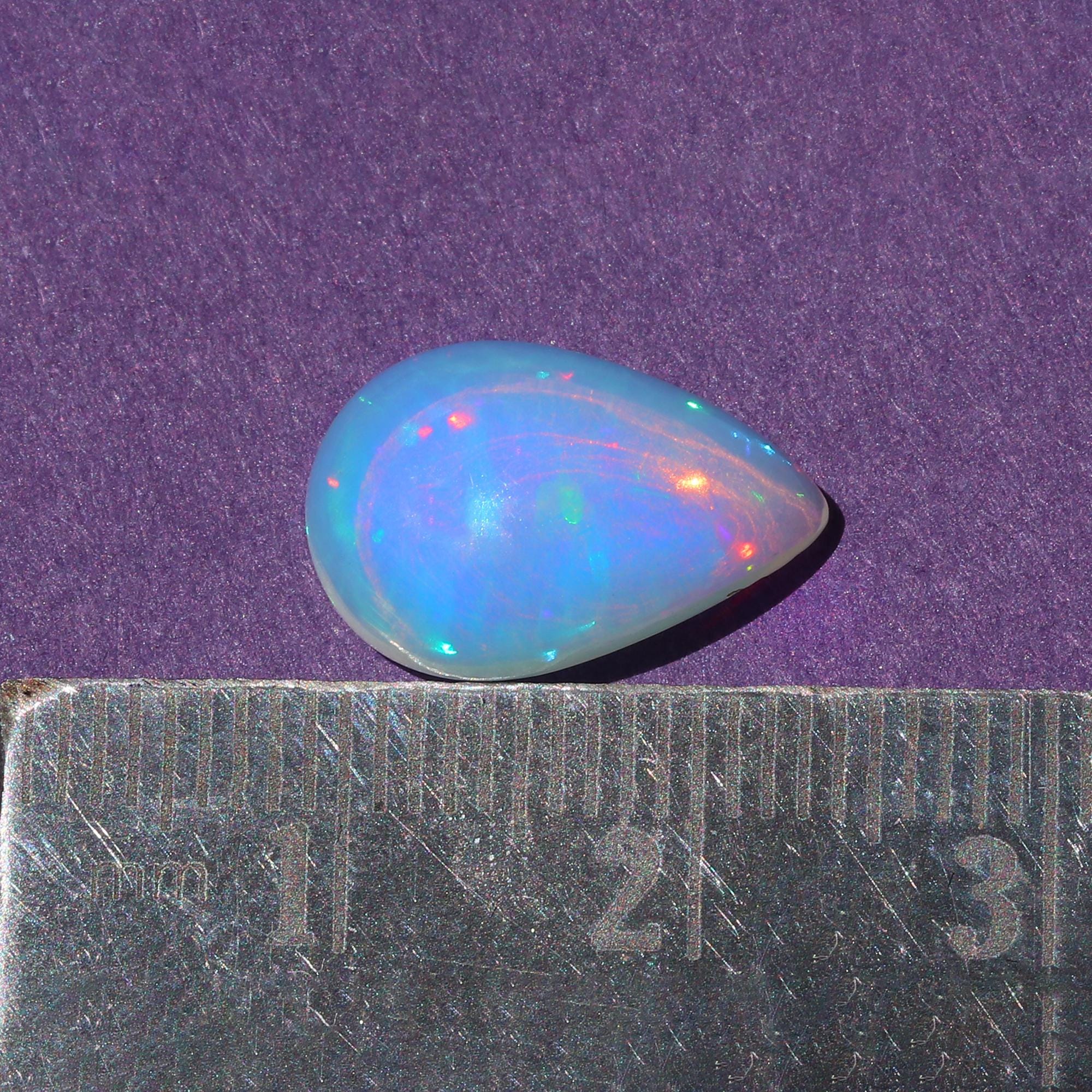 3.20 Carat Pear Welo Opal Cabochon: White Ethiopian Gemstone