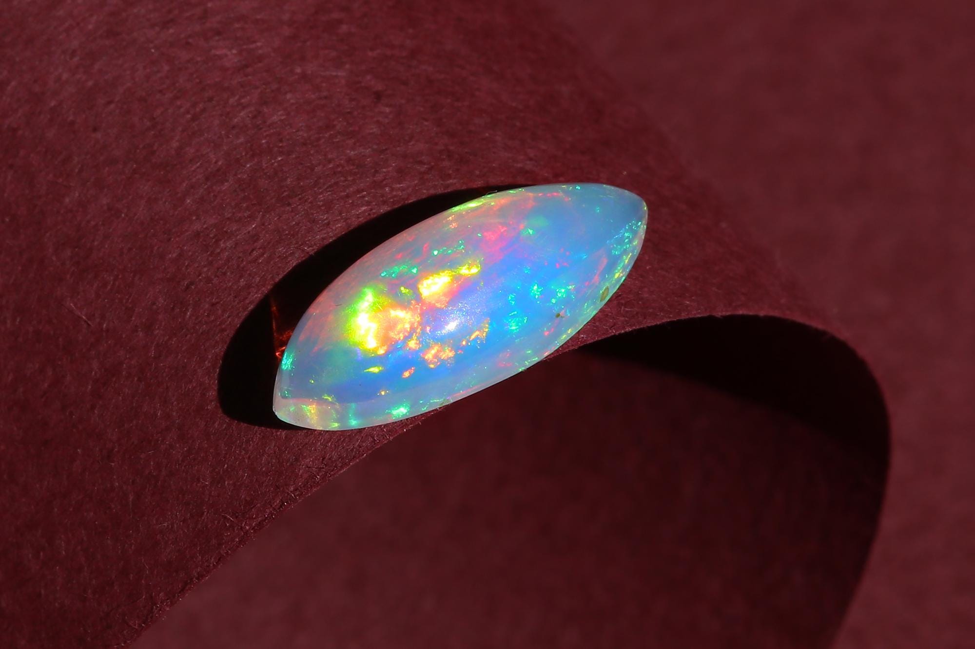 White Ethiopian Fire Opal Cabochon: 2.75 Carat Marquise Gemstone for Jewelry