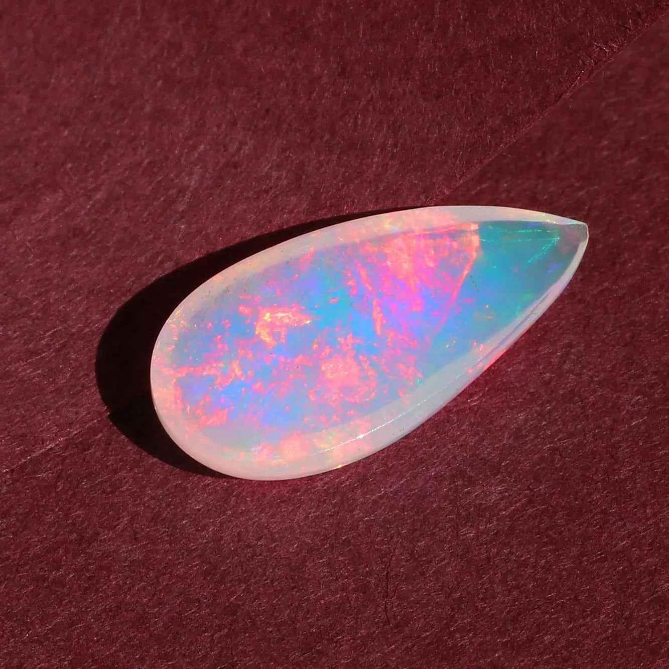 Ethiopian Opal Cabochon 2.80 Carat Pear-Shaped Fire Opal for Jewelry Making loose gemstones